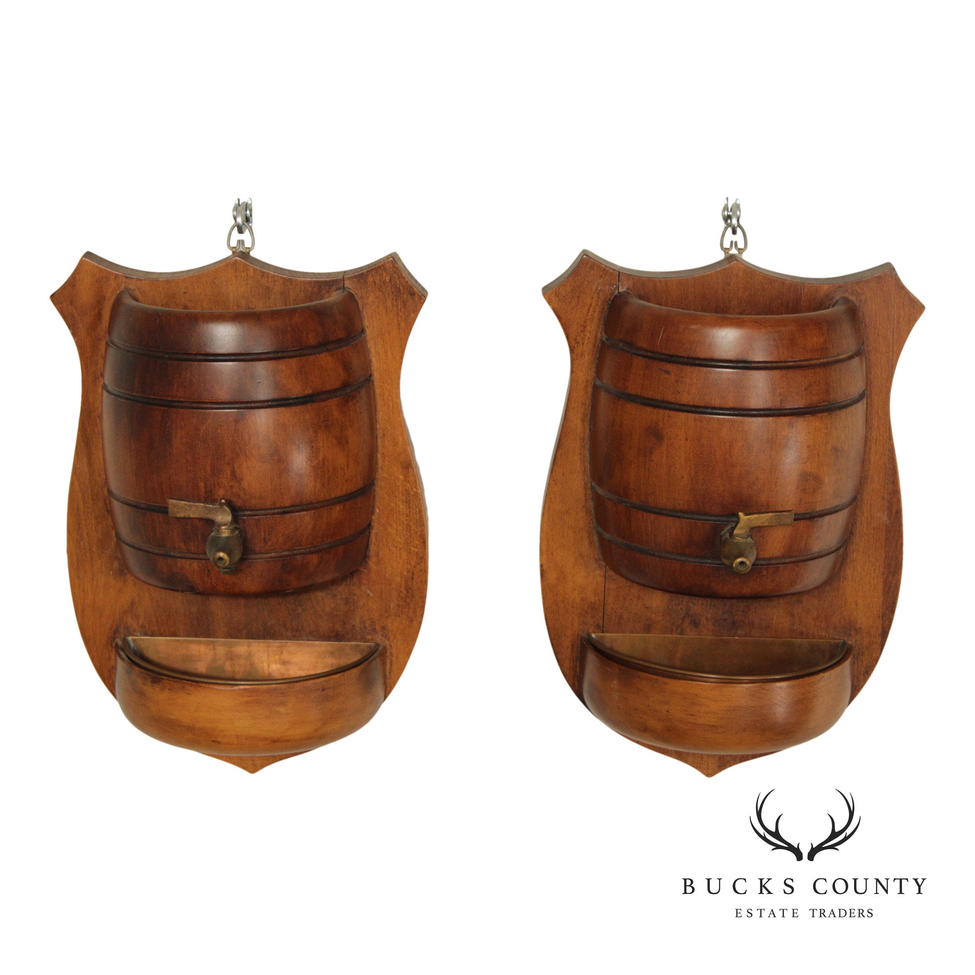 Pair Of Vintage Italian Wall Mounted Miniature Barrel Drink Sconces