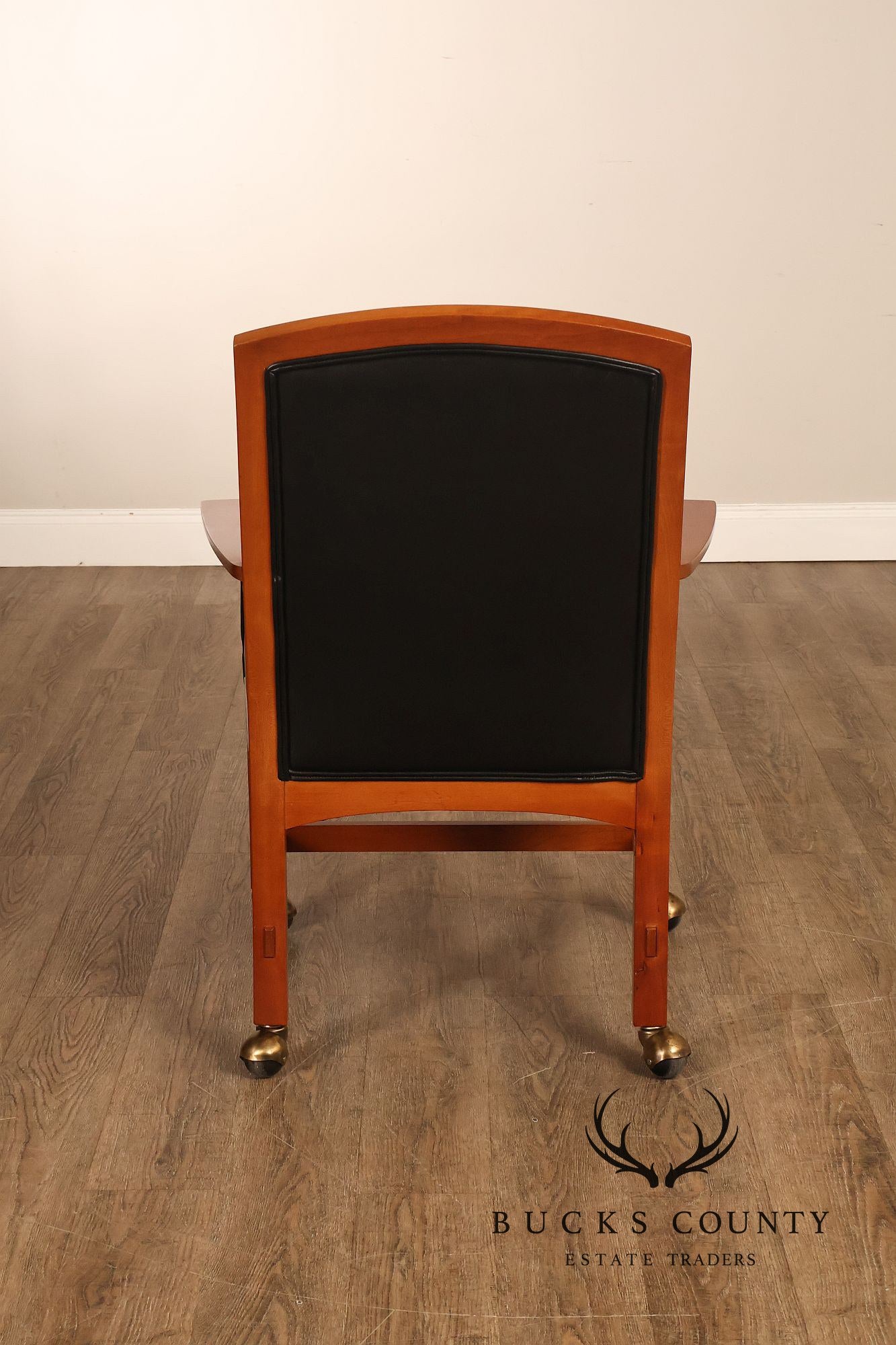 Stickley Mission Collection Pair Of Cherry And Leather Armchairs