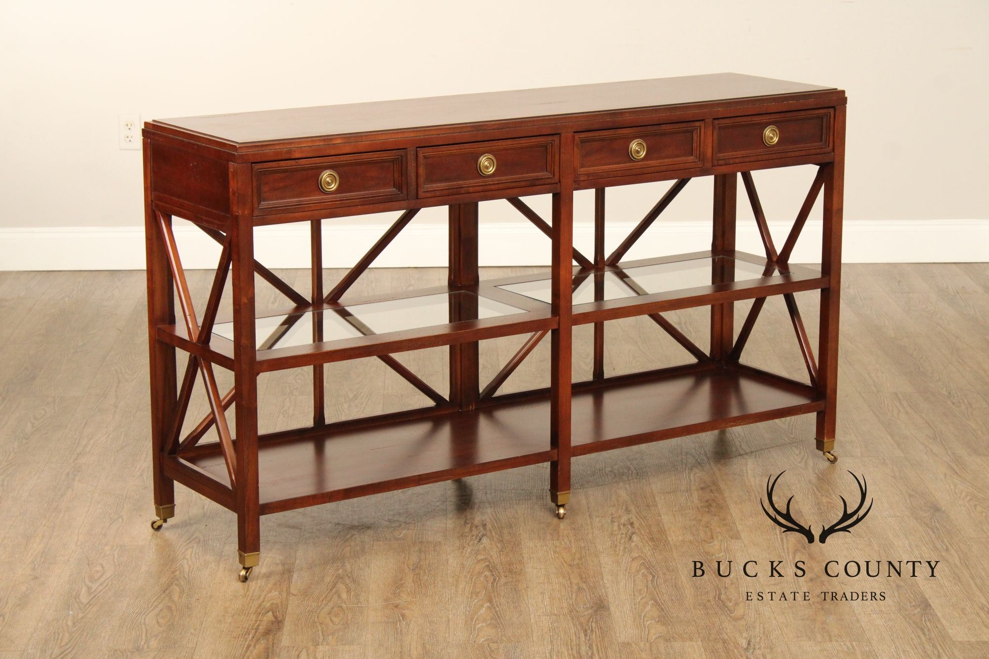 Hickory White Regency Style Console Table