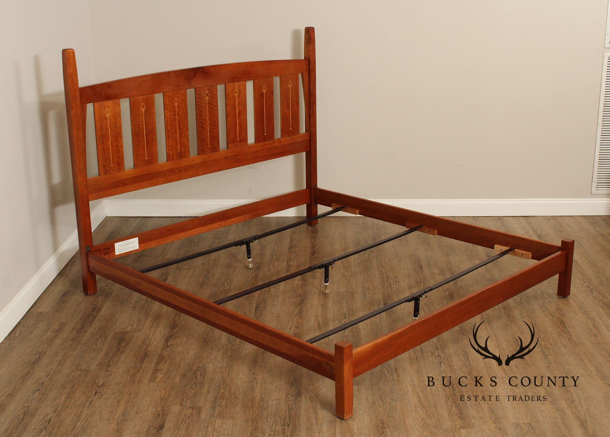 Stickley Mission Collection Harvey Ellis Inlaid Cherry King Bed