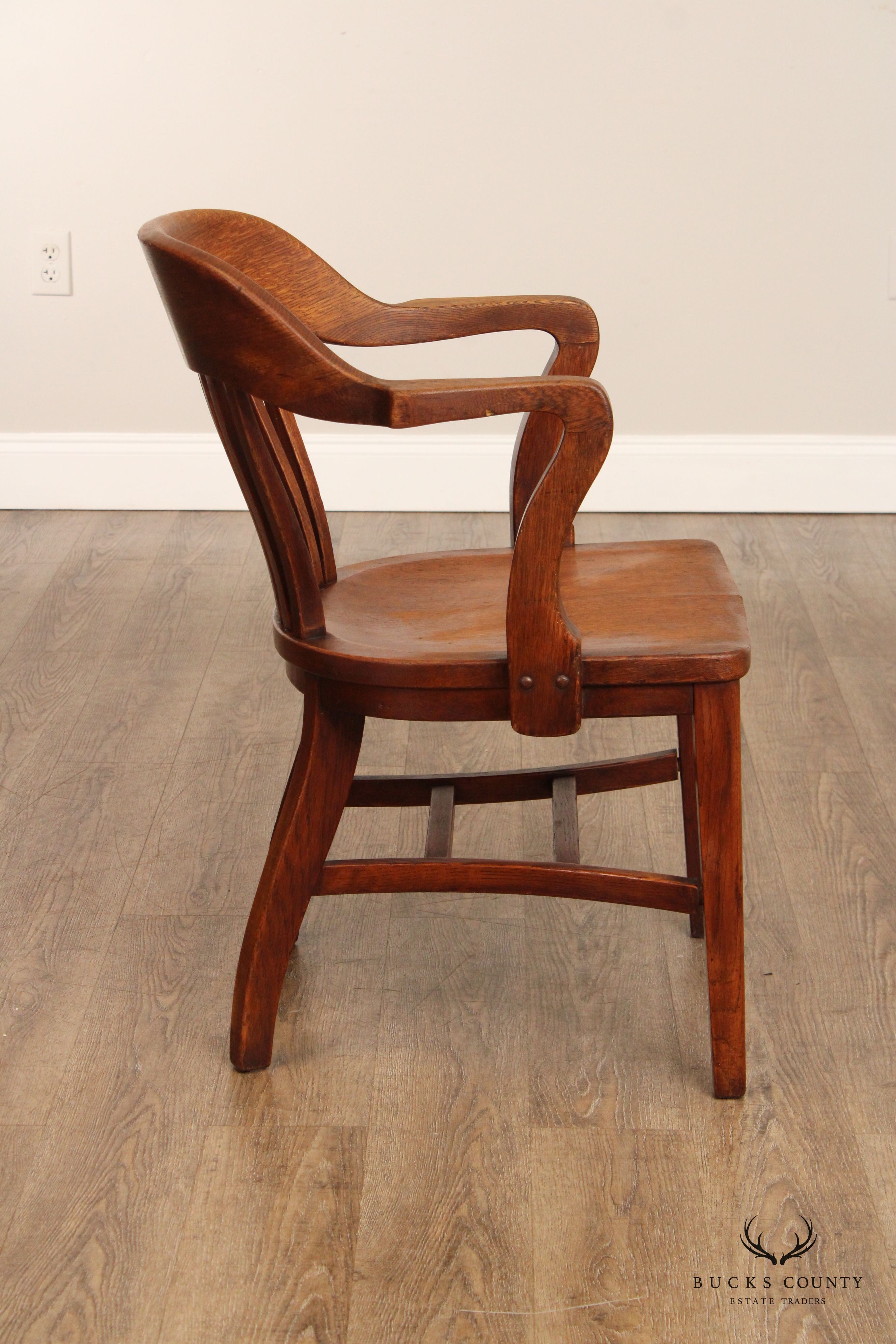 Antique Oak Bank Of England Armchair