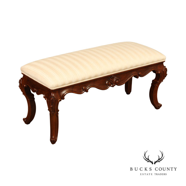 Karges Rococo Style Carved Walnut Upholstered Window Bench