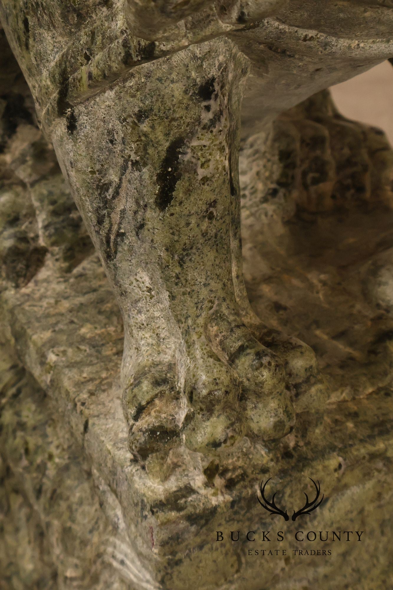 Large Pair Of Carved Green Marble Foo Dogs Guardian Lions