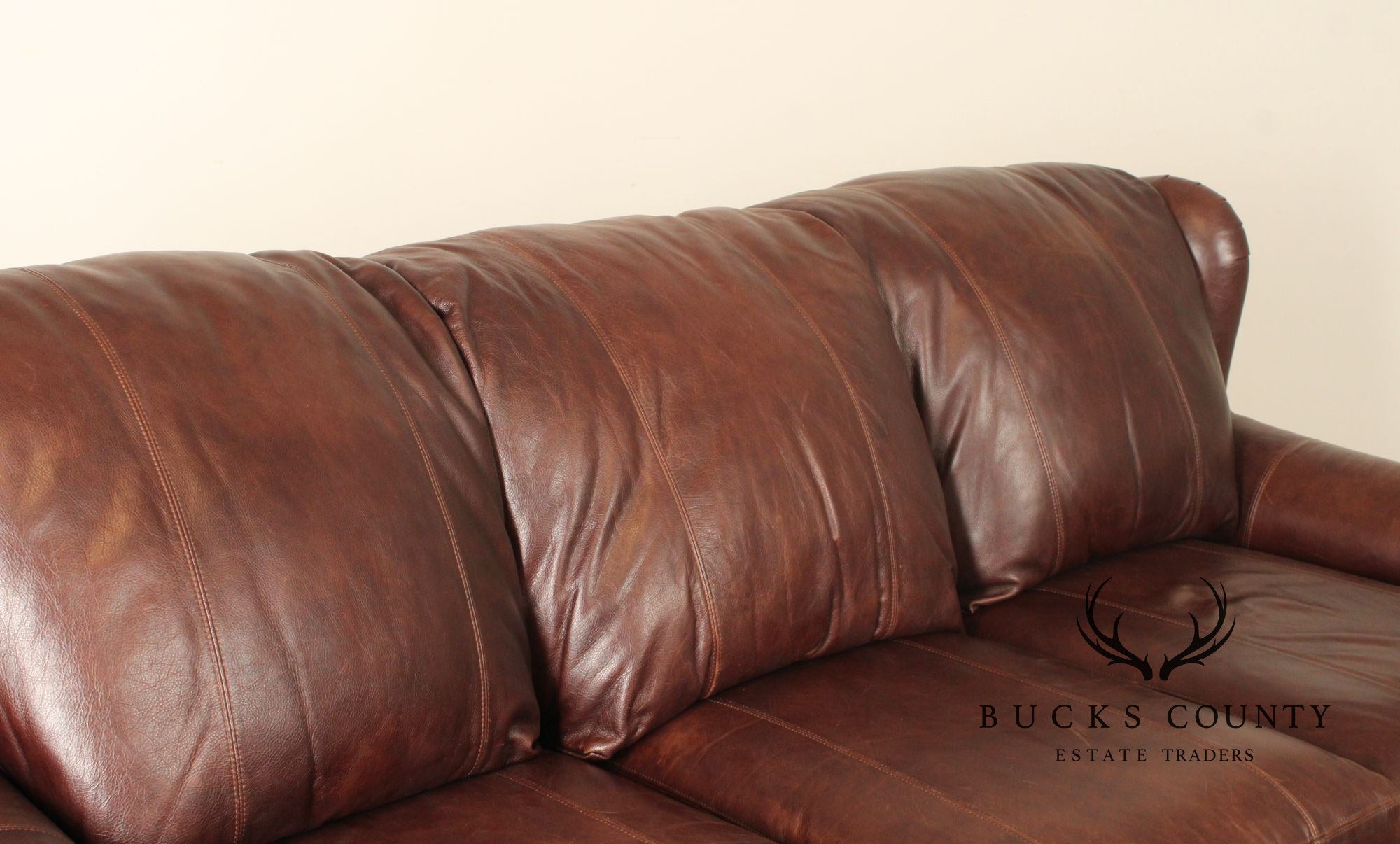 Henredon Traditional Brown Leather Sofa