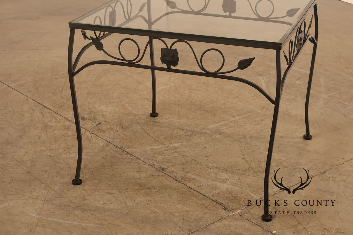 Vintage Glass Top Outdoor Patio Coffee Table