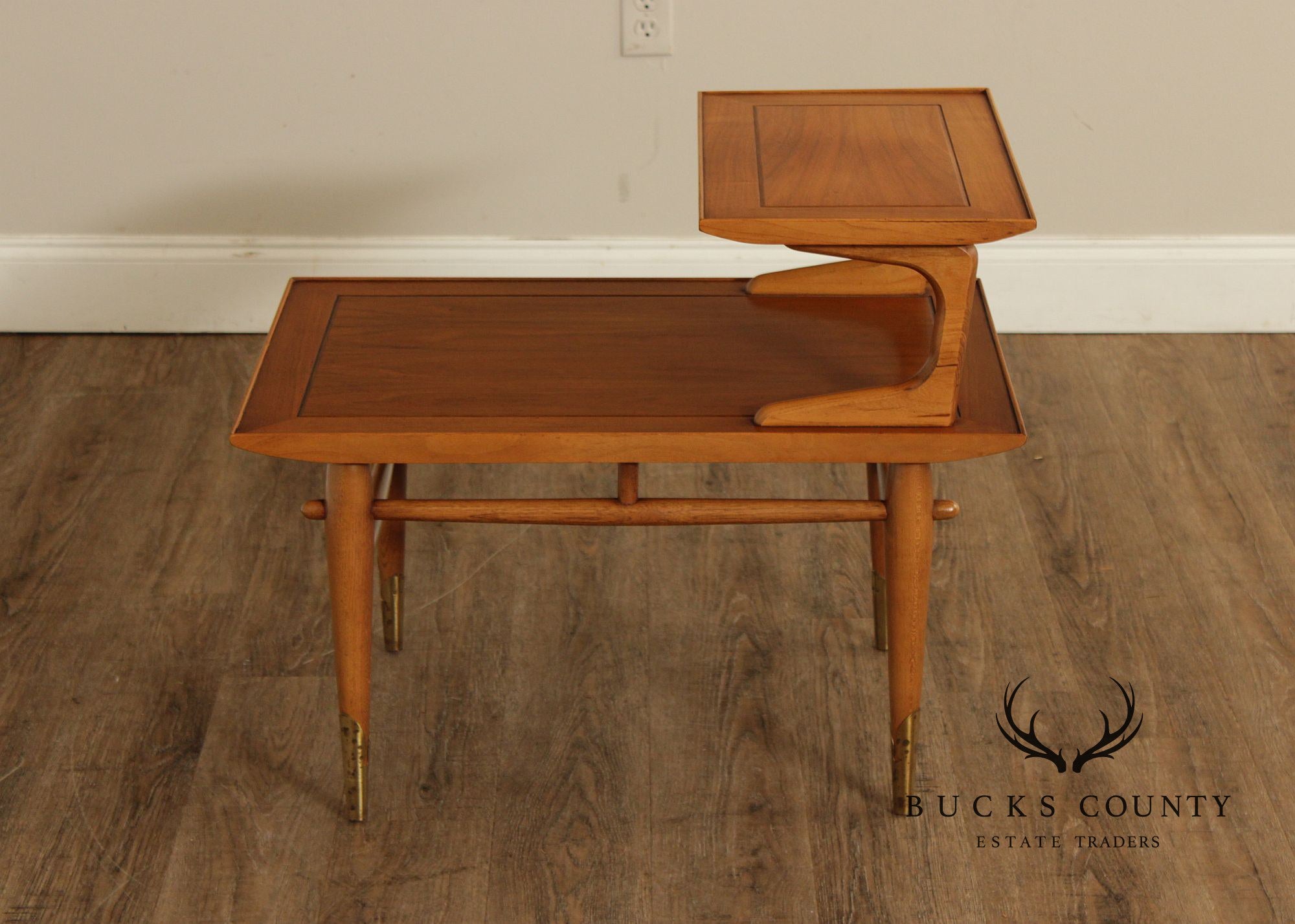 Lane Copenhagen Mid-Century Modern Two-Tier Walnut End Table