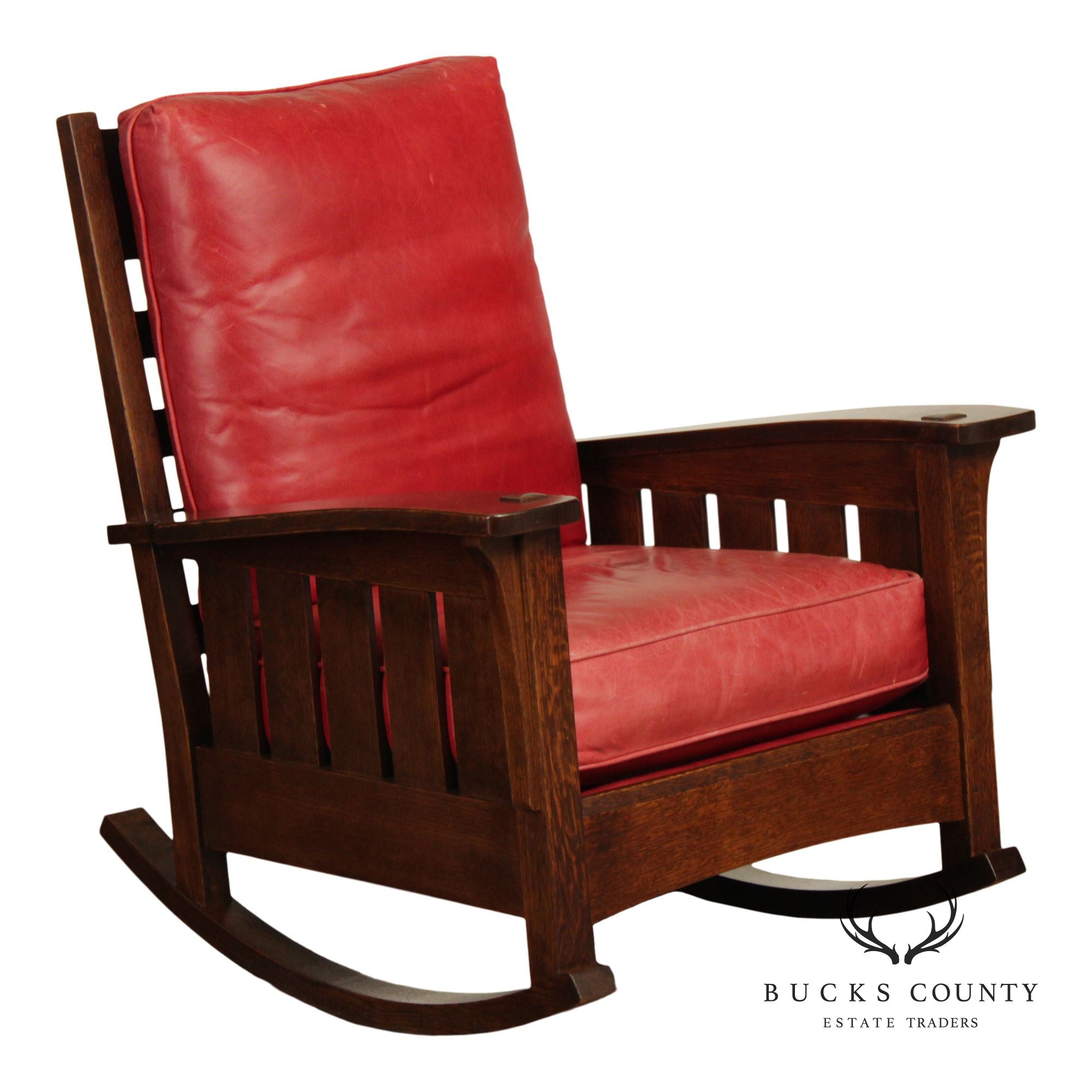 Stickley Mission Collection Oak And Leather Rocker