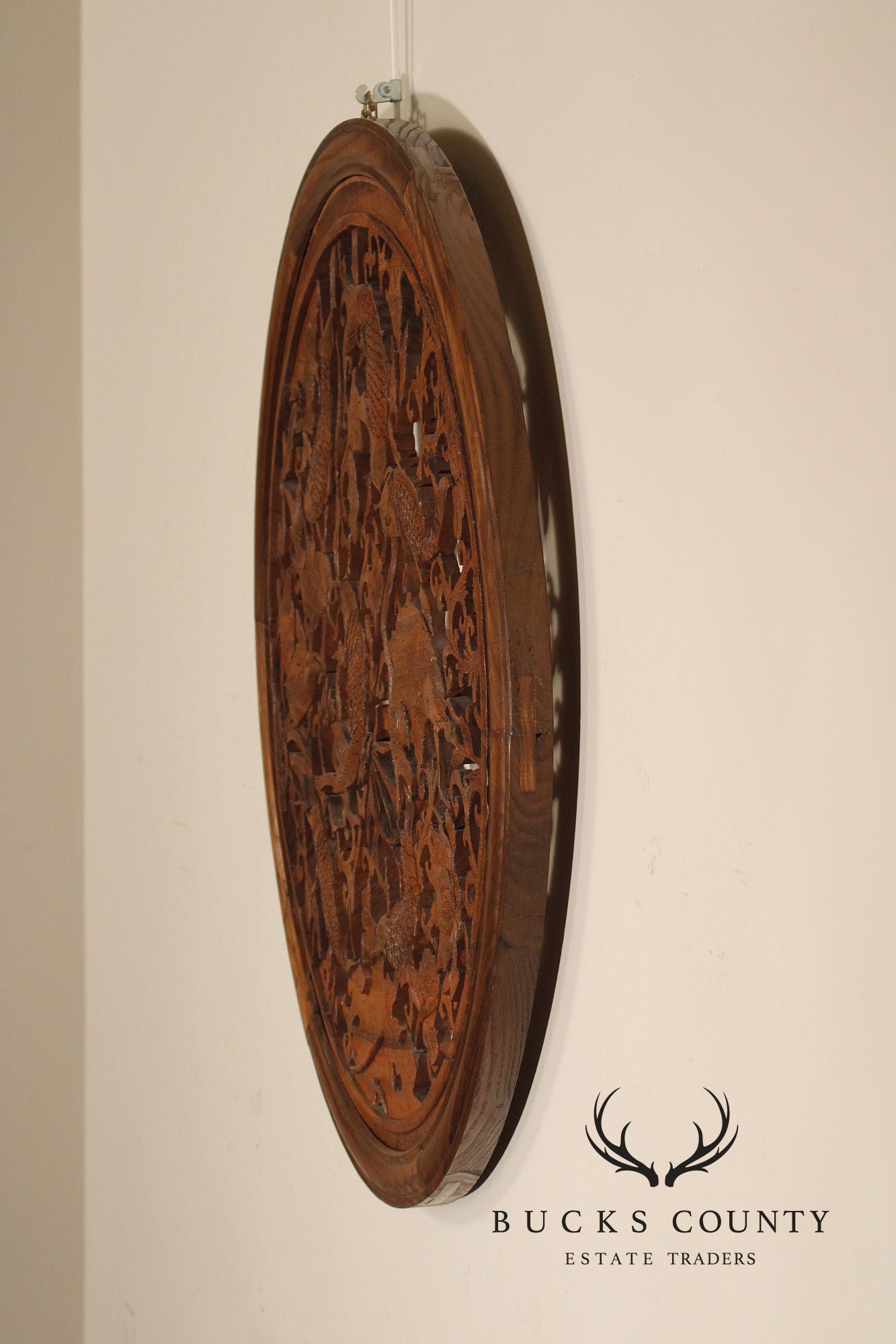 Asian Carved Wood Koi Fish Wall Decor