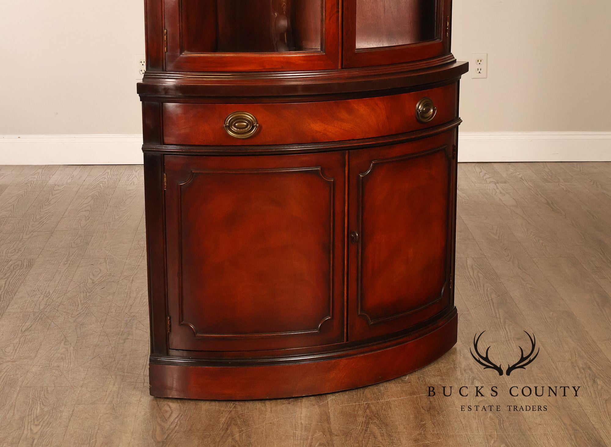 Drexel Travis Court Mahogany Bow Front Corner Cabinet