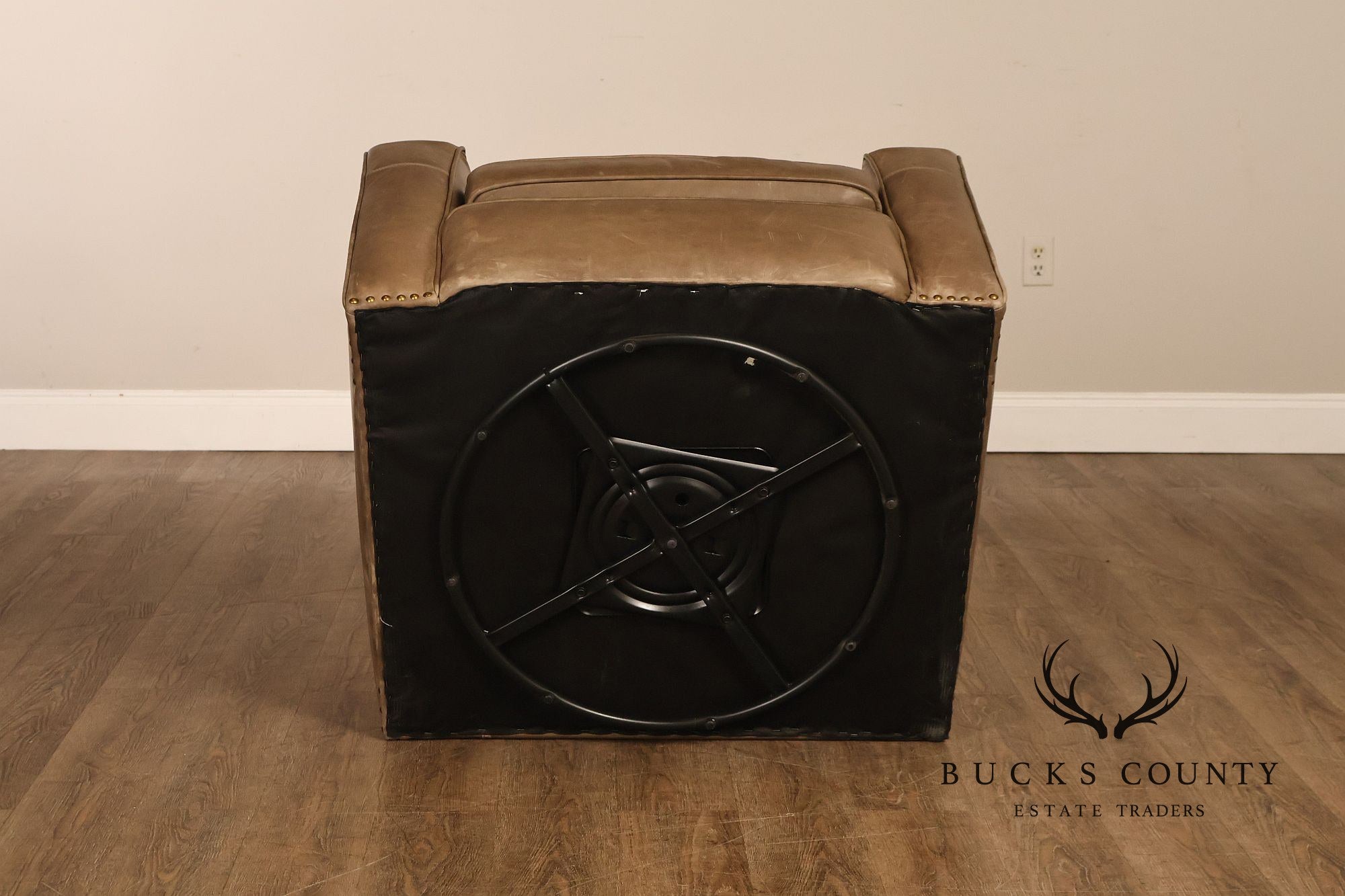 Restoration Hardware Pair Of Leather Swivel Club Chairs
