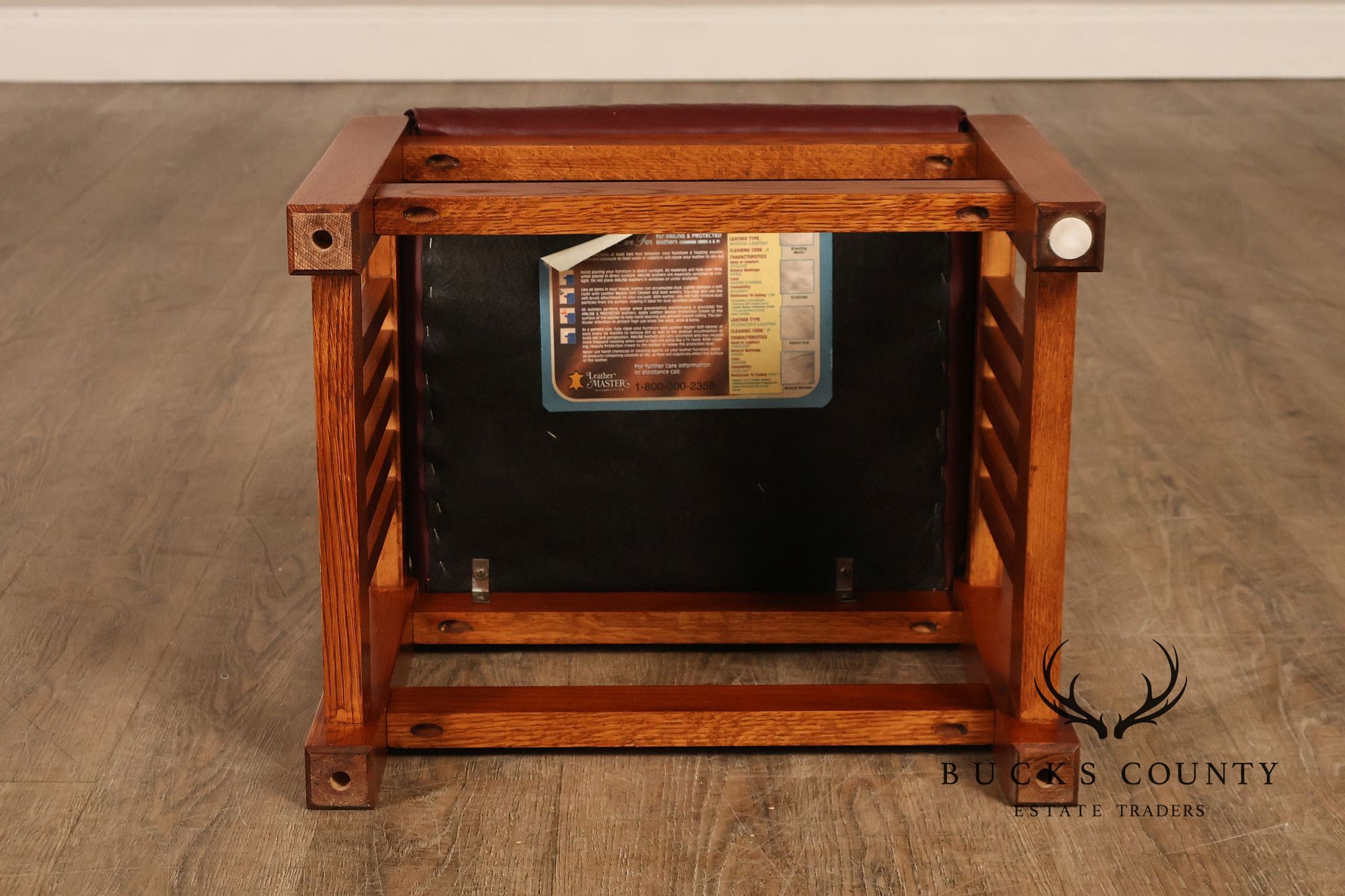 Bassett Furniture Mission Style Oak and Leather Foot Stool