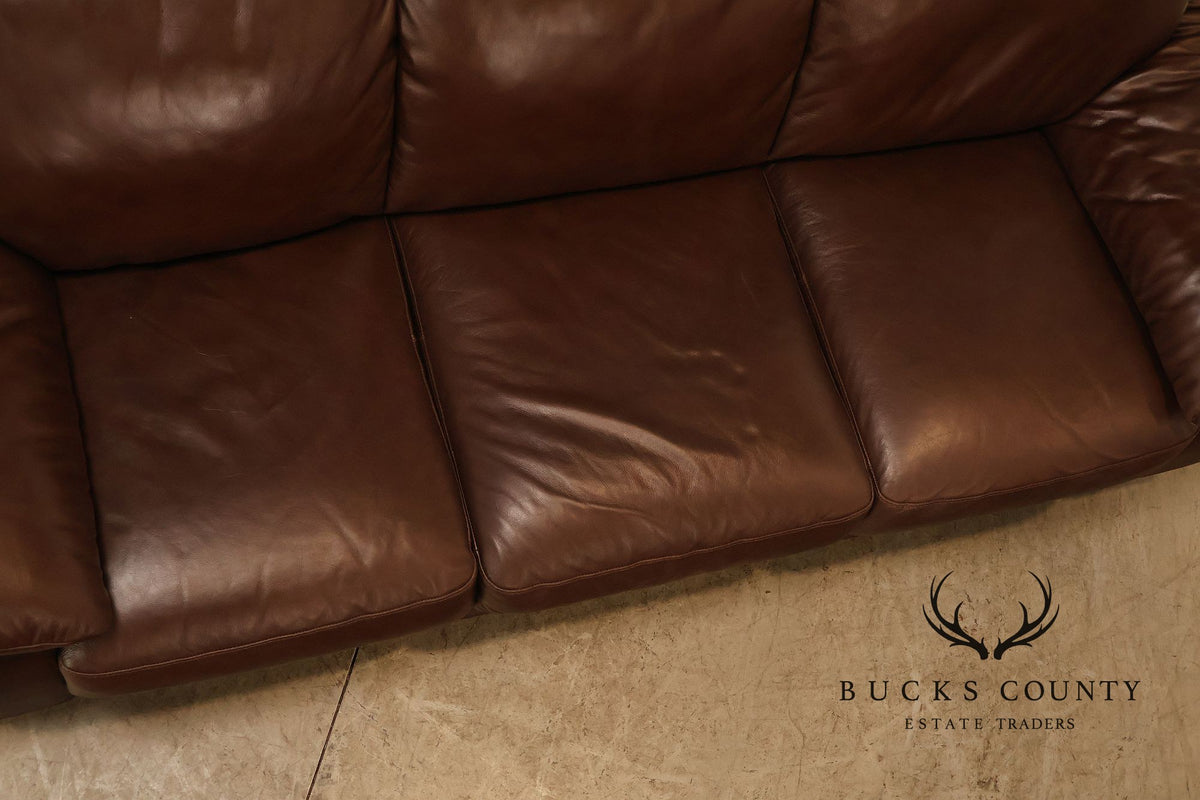 Italsofa Contemporary Brown Leather Three Seat Sofa
