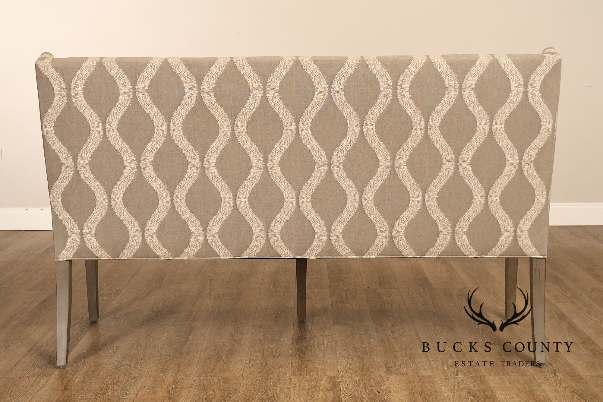 Bassett Brooke Collection Wing Back Banquette Geometric Upholstered Bench