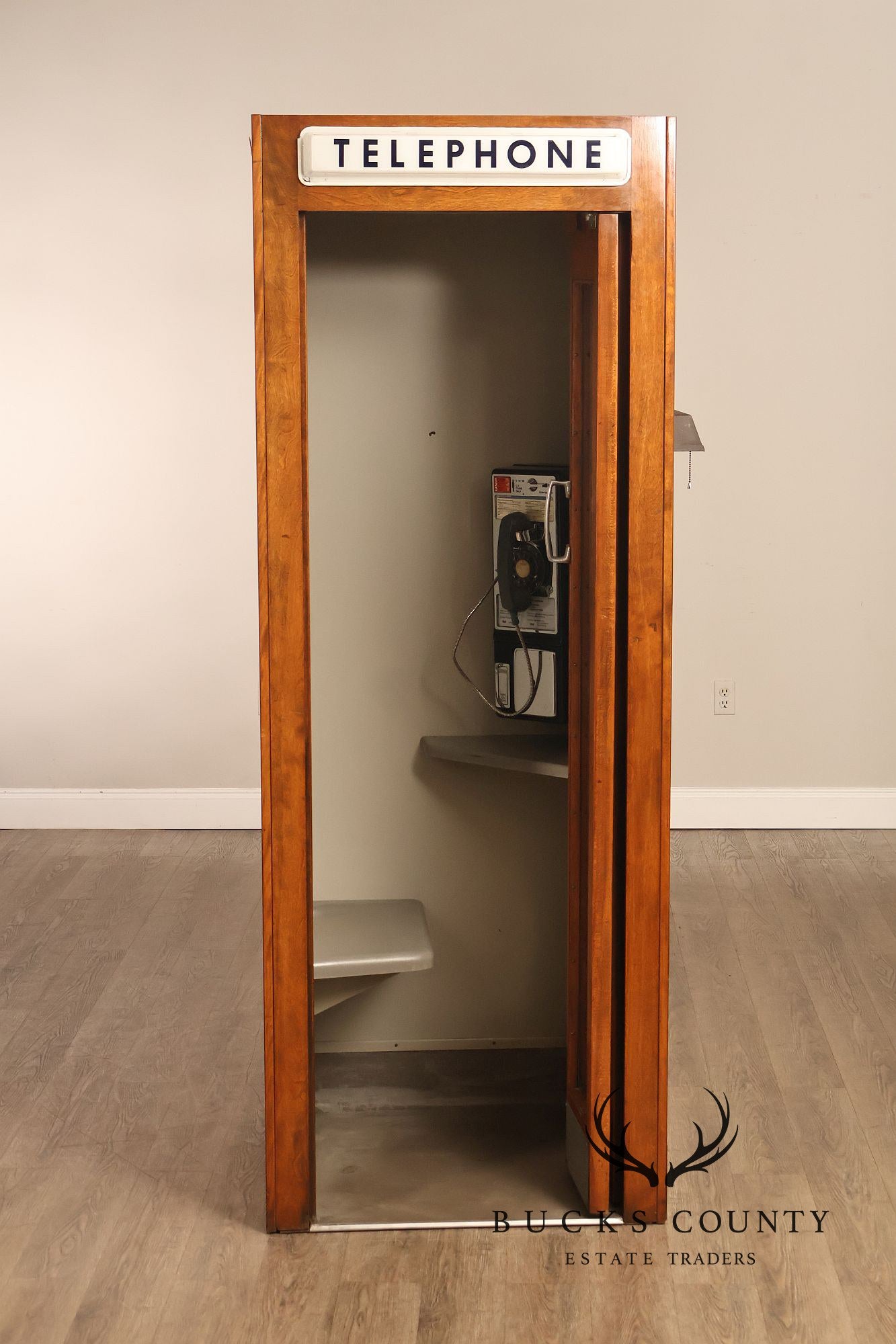 Pacific Bell Wooden Telephone Booth With Coin Operated Payphone