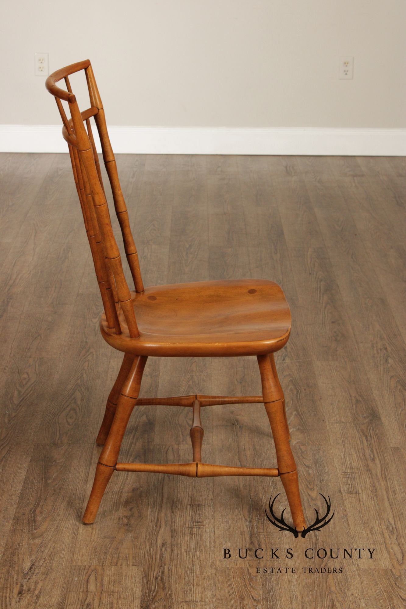 Ethan Allen Circa 1776 Collection Maple Set Of Eight Birdcage Windsor Dining Chairs