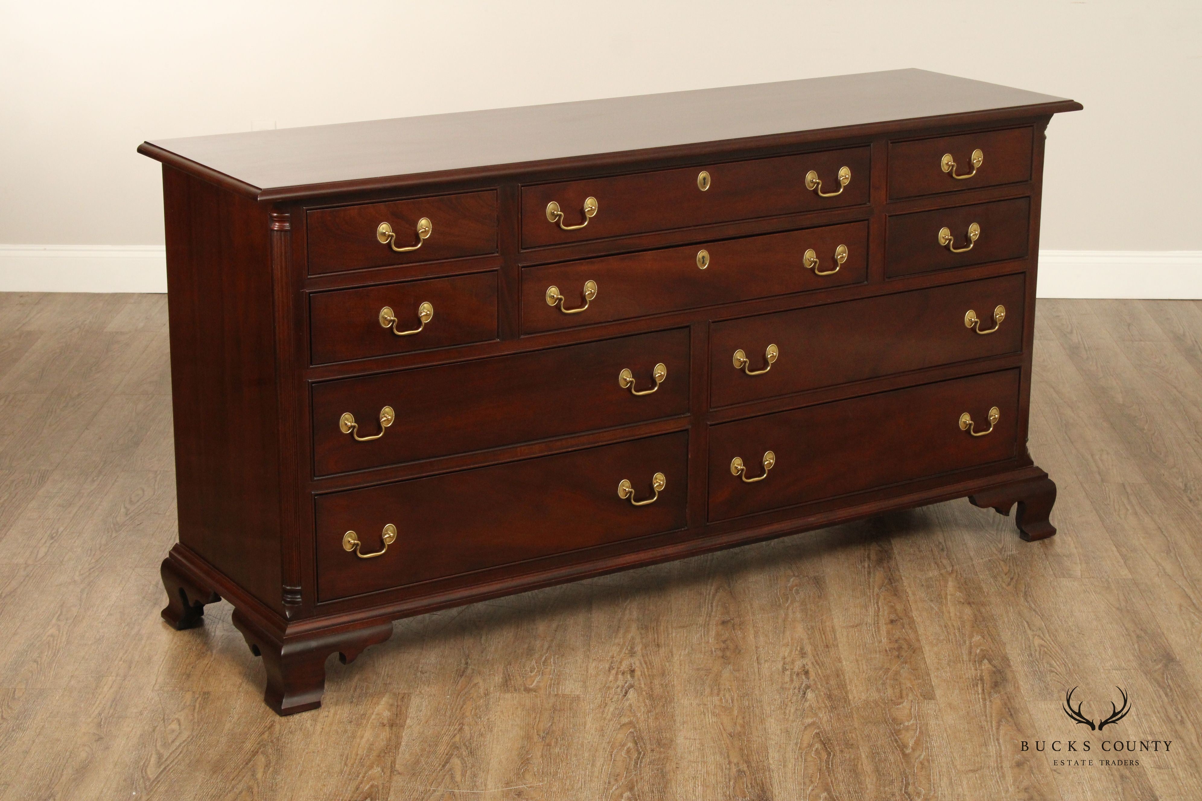 L. & J.G. Stickley Chippendale Style Mahogany Long Chest