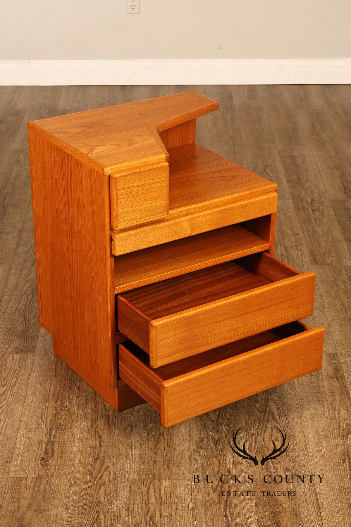 Scan Coll Danish Modern Pair of Teak Nightstands