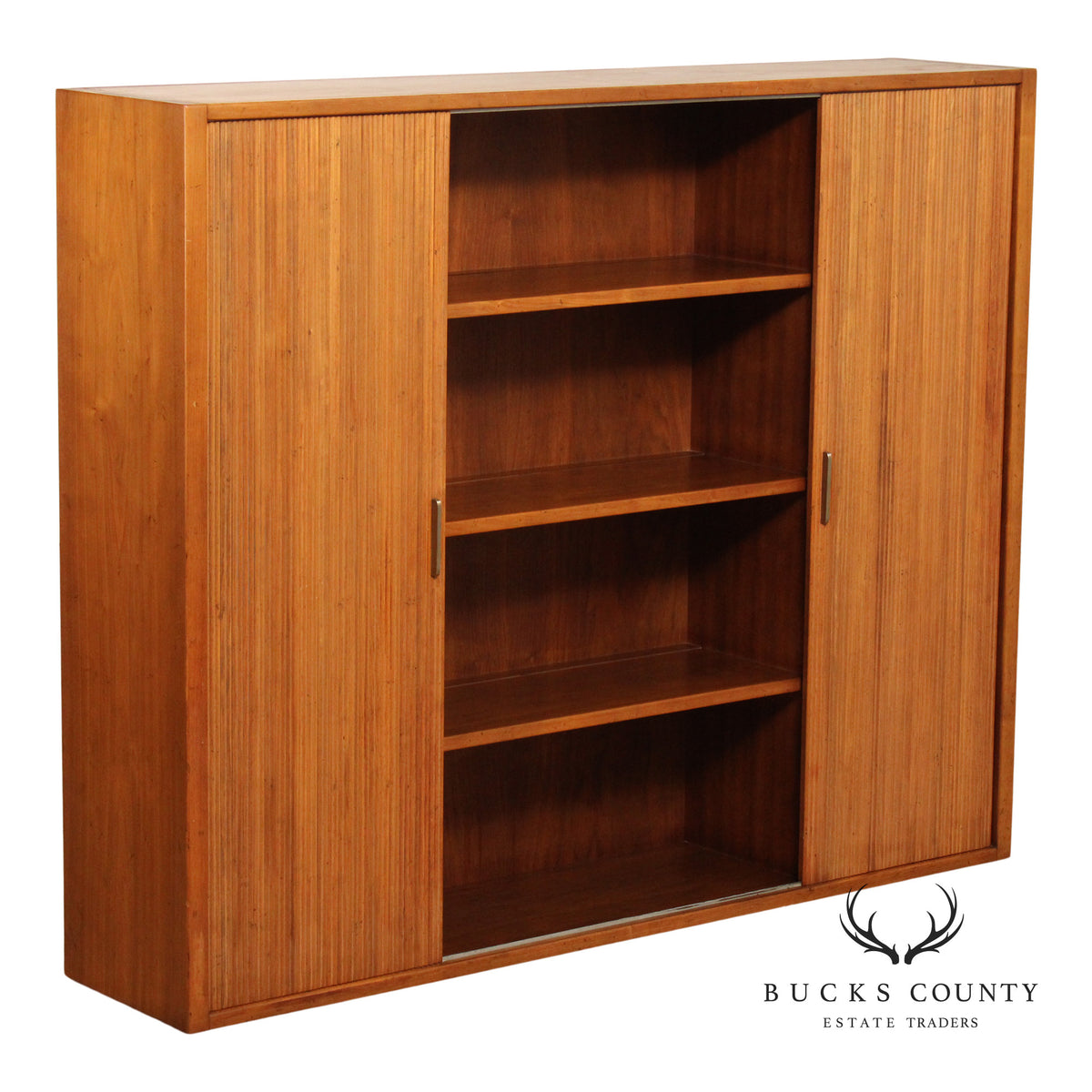 Baker Mid Century Modern Sliding Door Bookcase