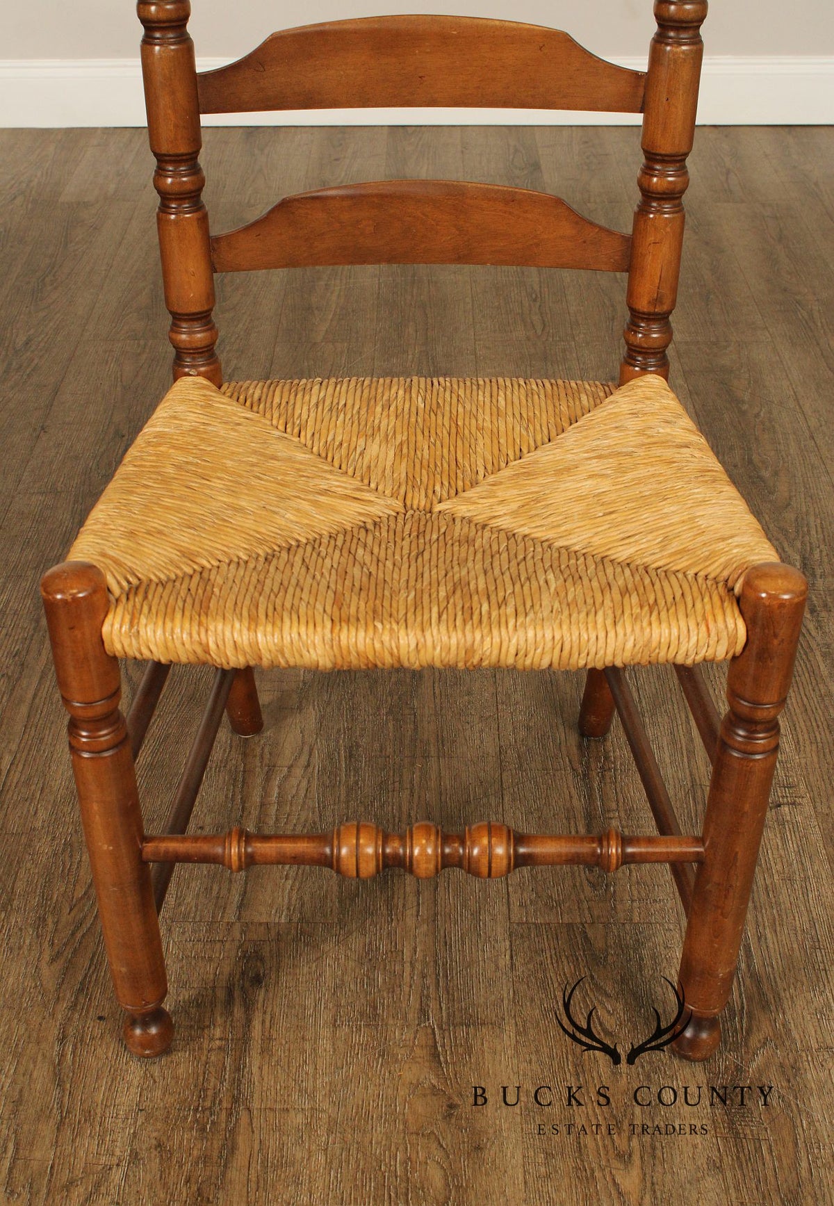 L. Hitchcock Early American Style Set of Four Rush Seat Dining Chairs