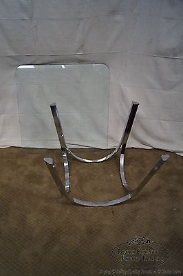 Roger Sprunger Dunbar Style Mid Century Arched Chrome Glass Top Coffee Table