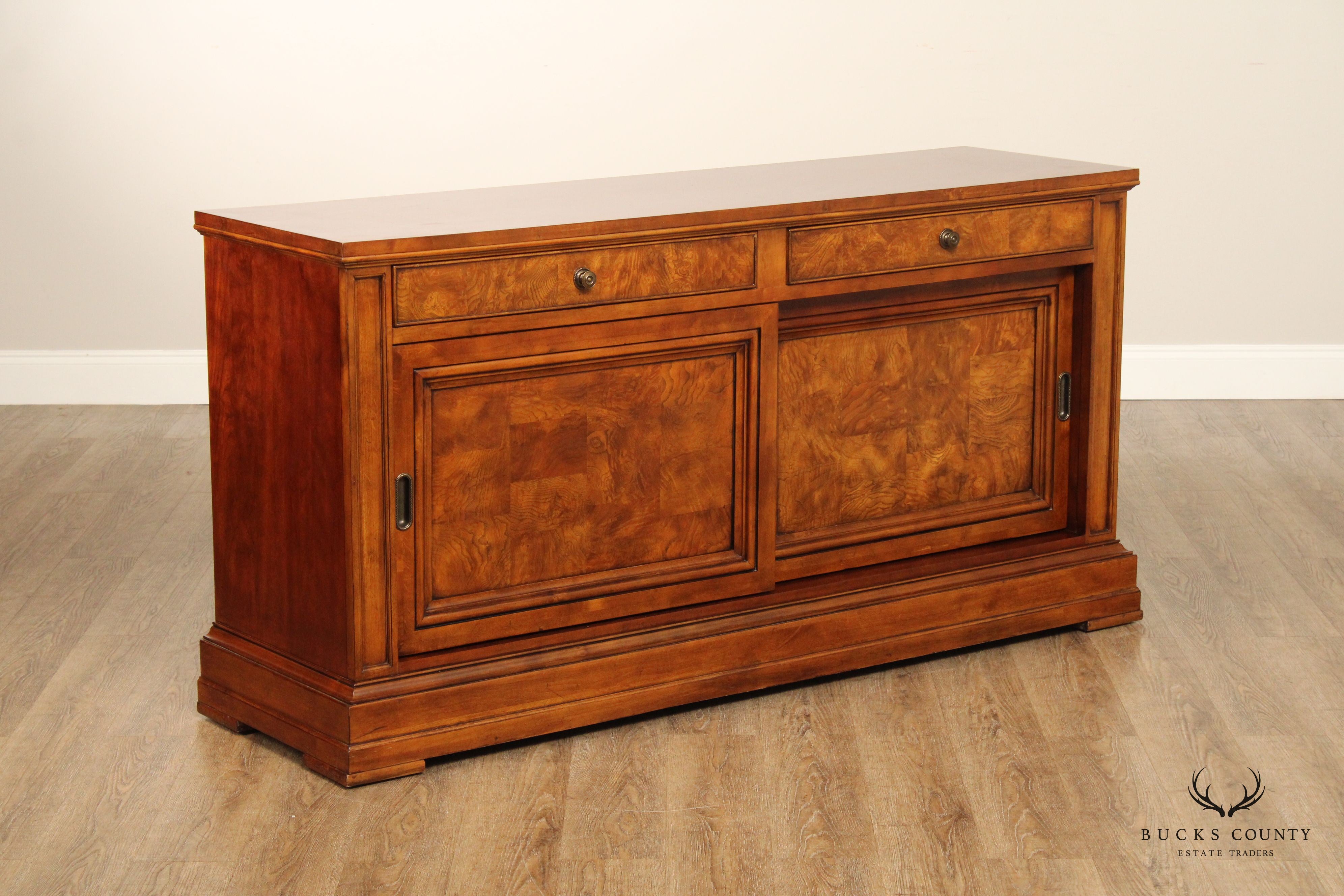 Ethan Allen Louis Philippe Style Burlwood Credenza Sideboard