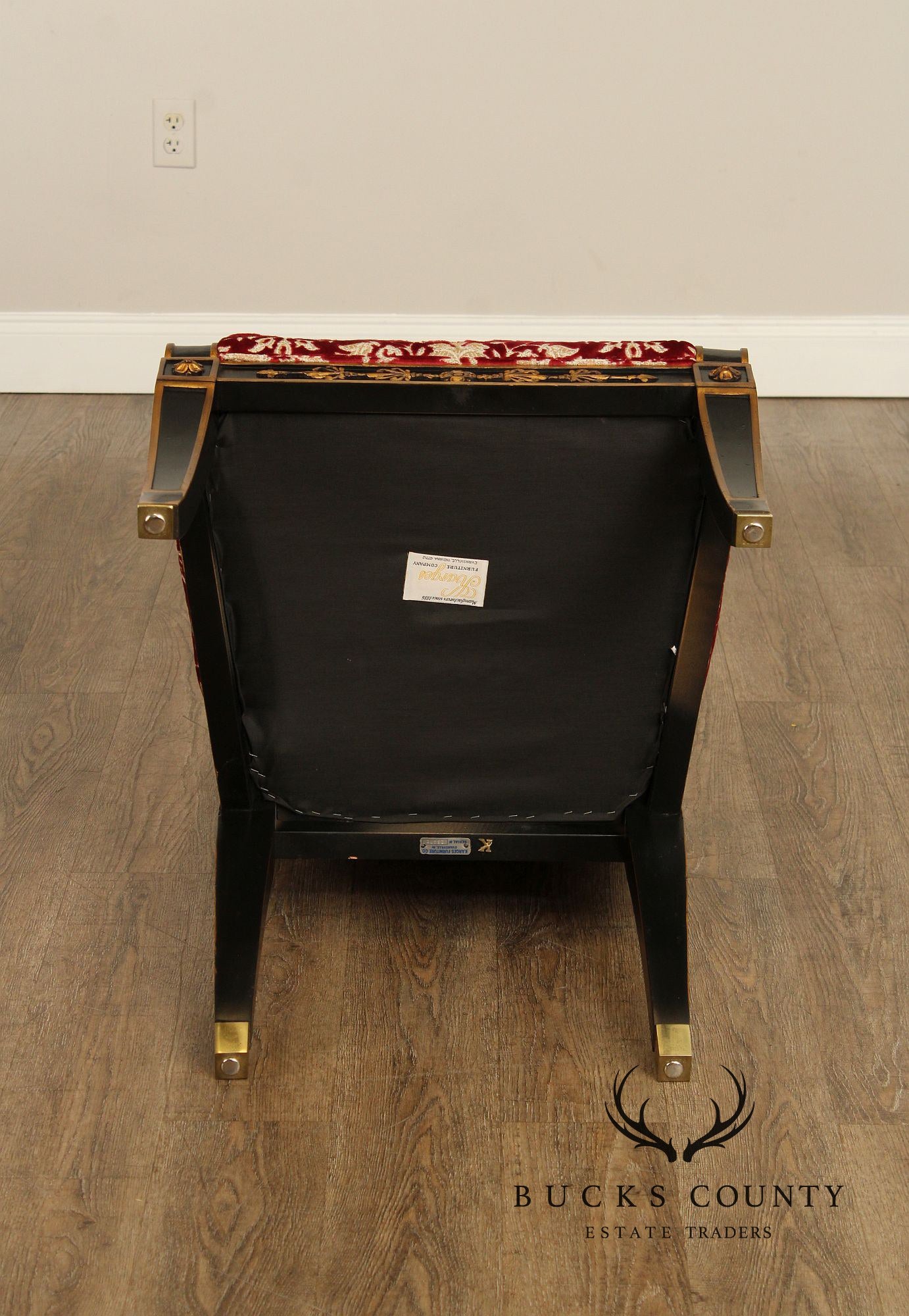 Karges Regency Style Ebonized and Partial Gilt Armchair