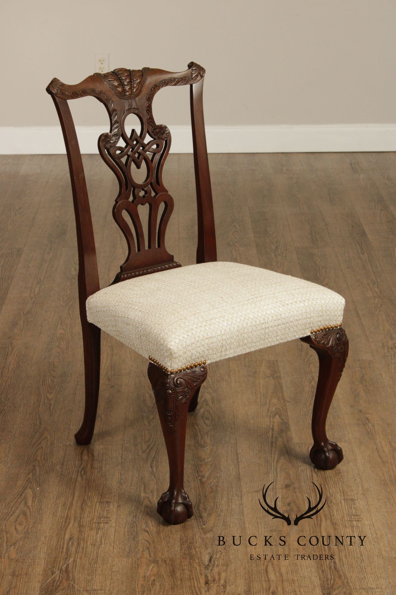 1940's Chippendale Style Custom Mahogany Set Of Six Dining Chairs