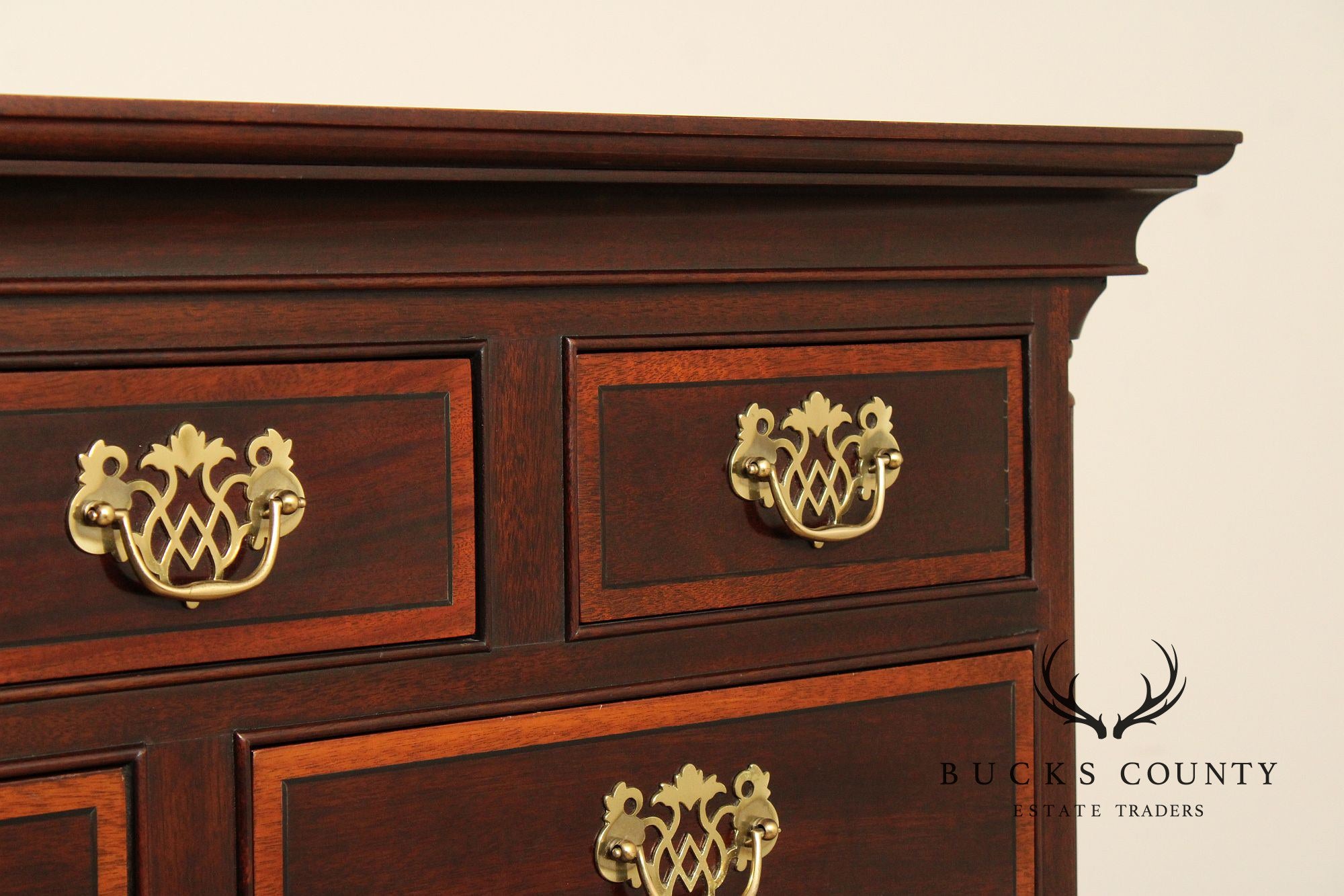 Stickley Georgian Style Inlaid Mahogany Tall Chest