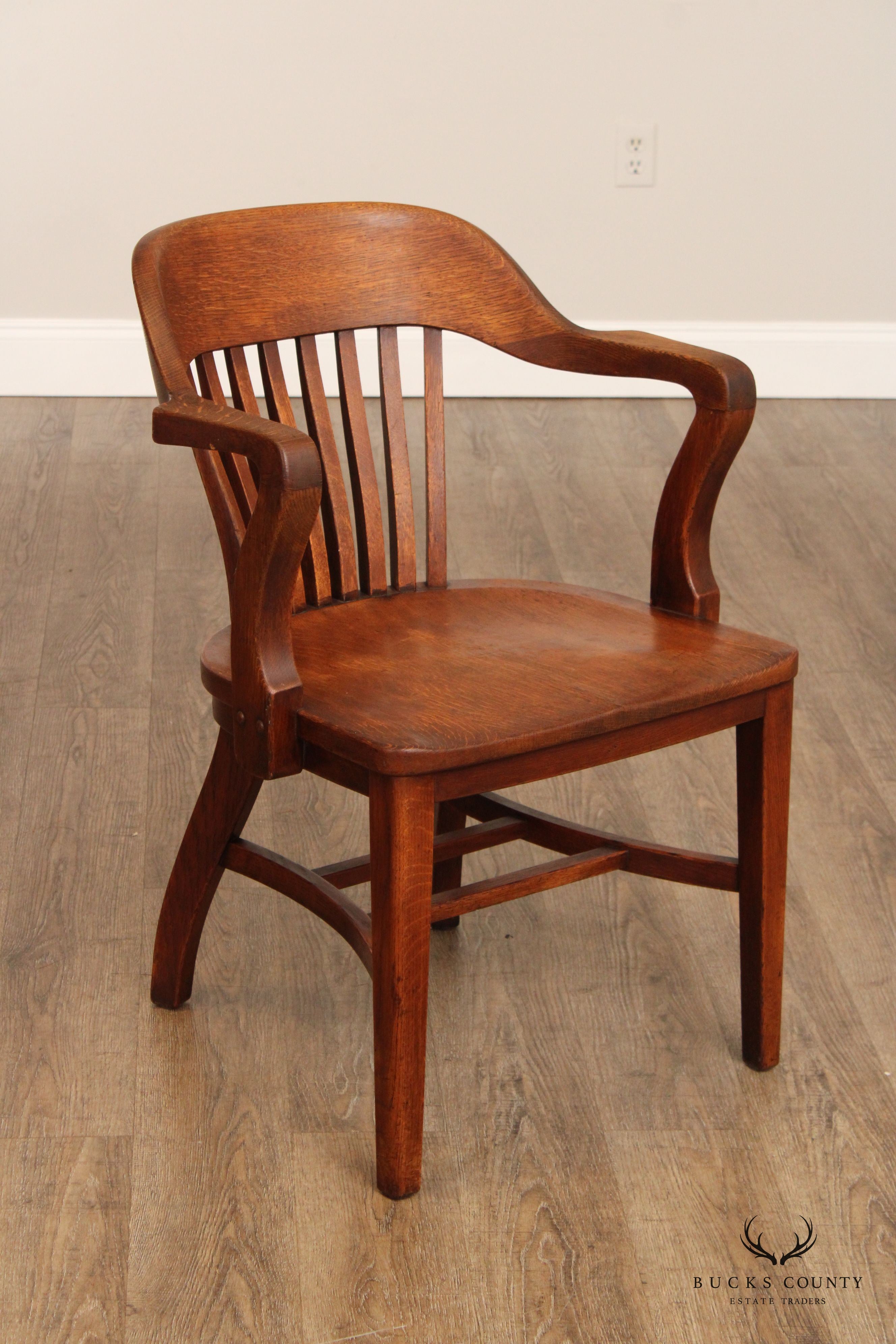 Antique Oak Bank Of England Armchair