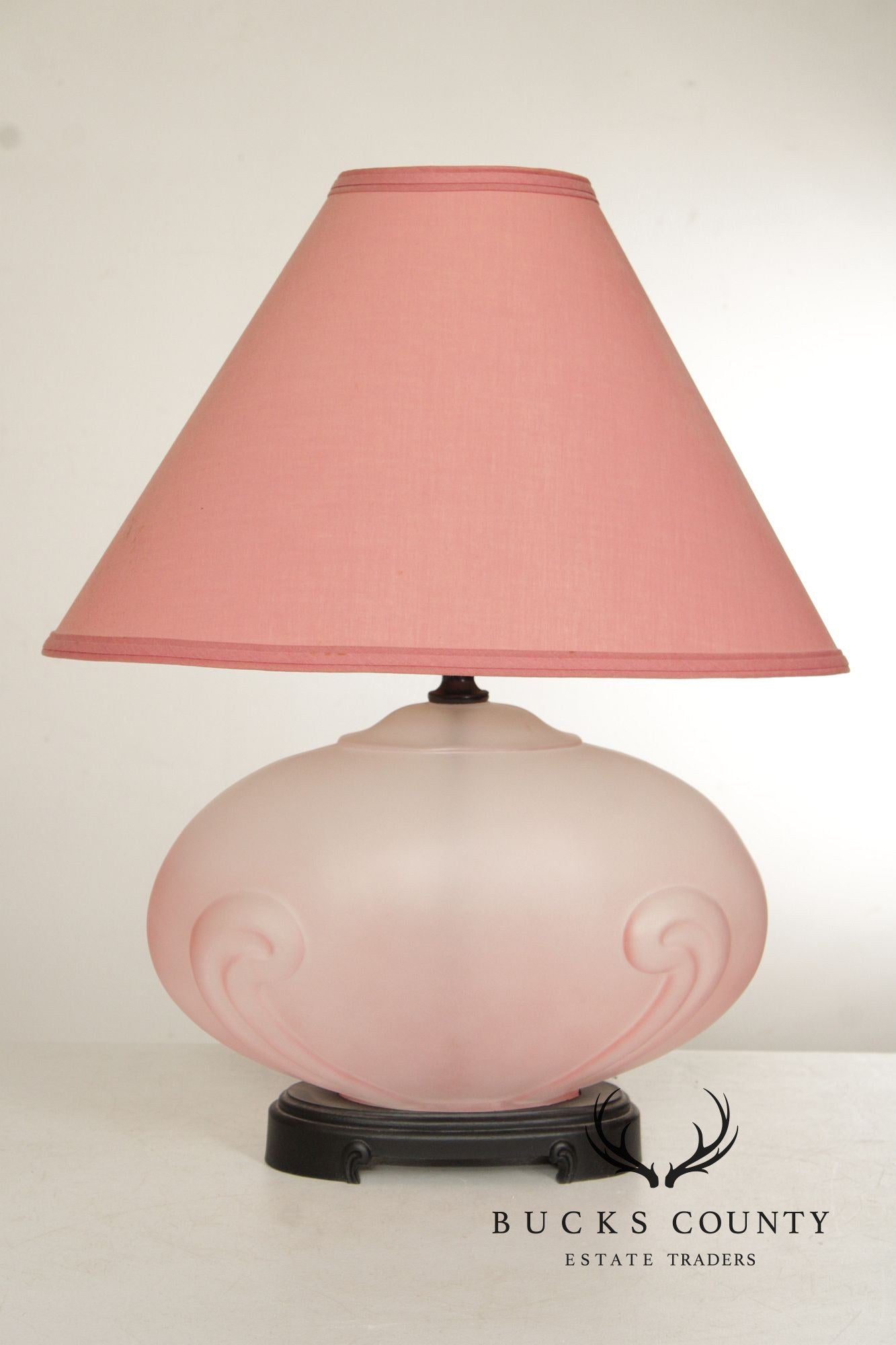 Hollywood Regency Pink Glass Table Lamp