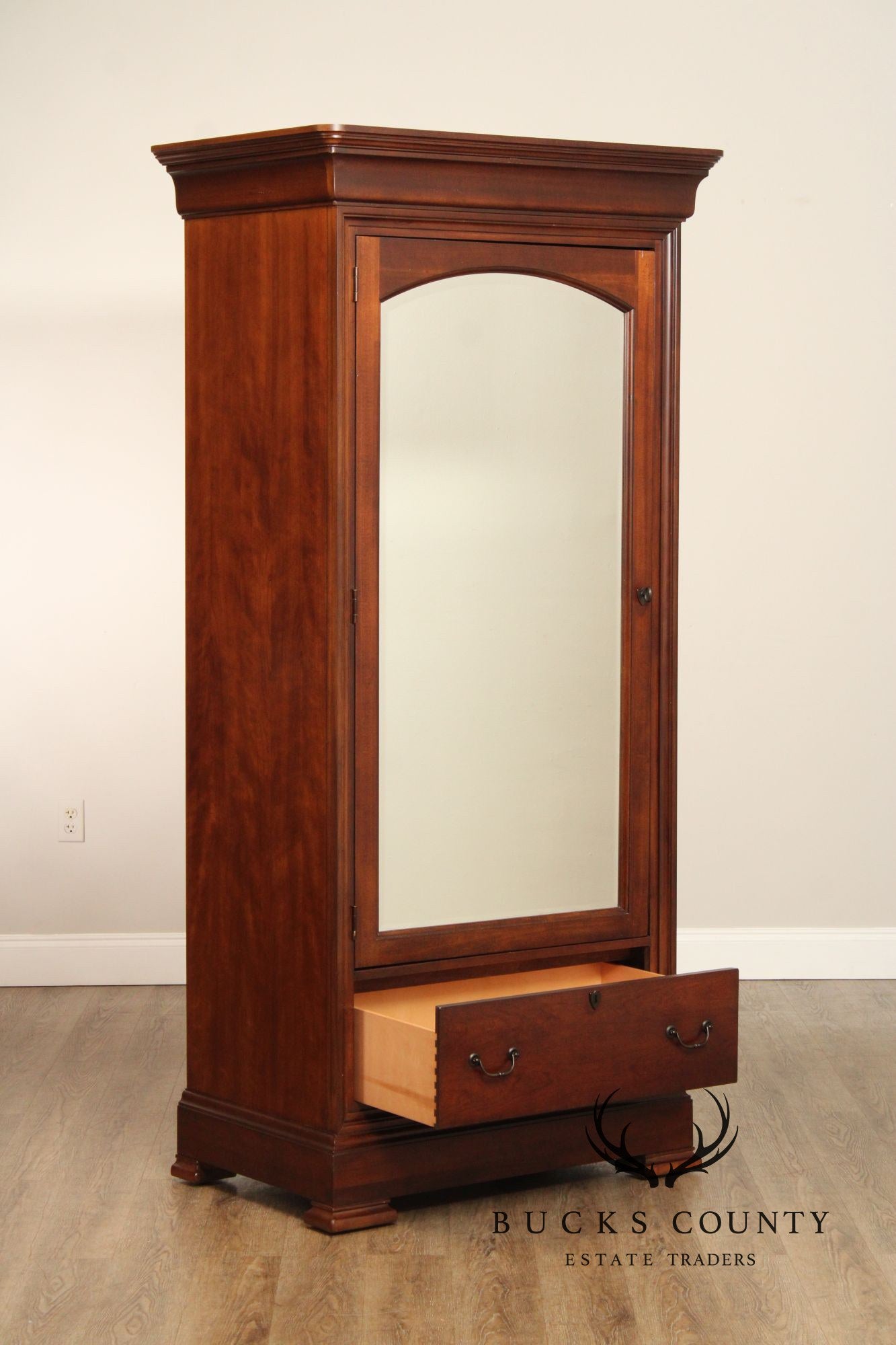 Thomasville Louis Phillipe Style Cherry Mirror Door Wardrobe Armoire Cabinet