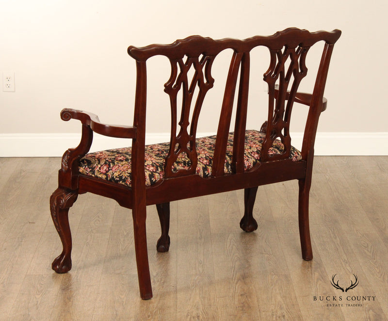 Chippendale Style Carved Mahogany Double Back Settee