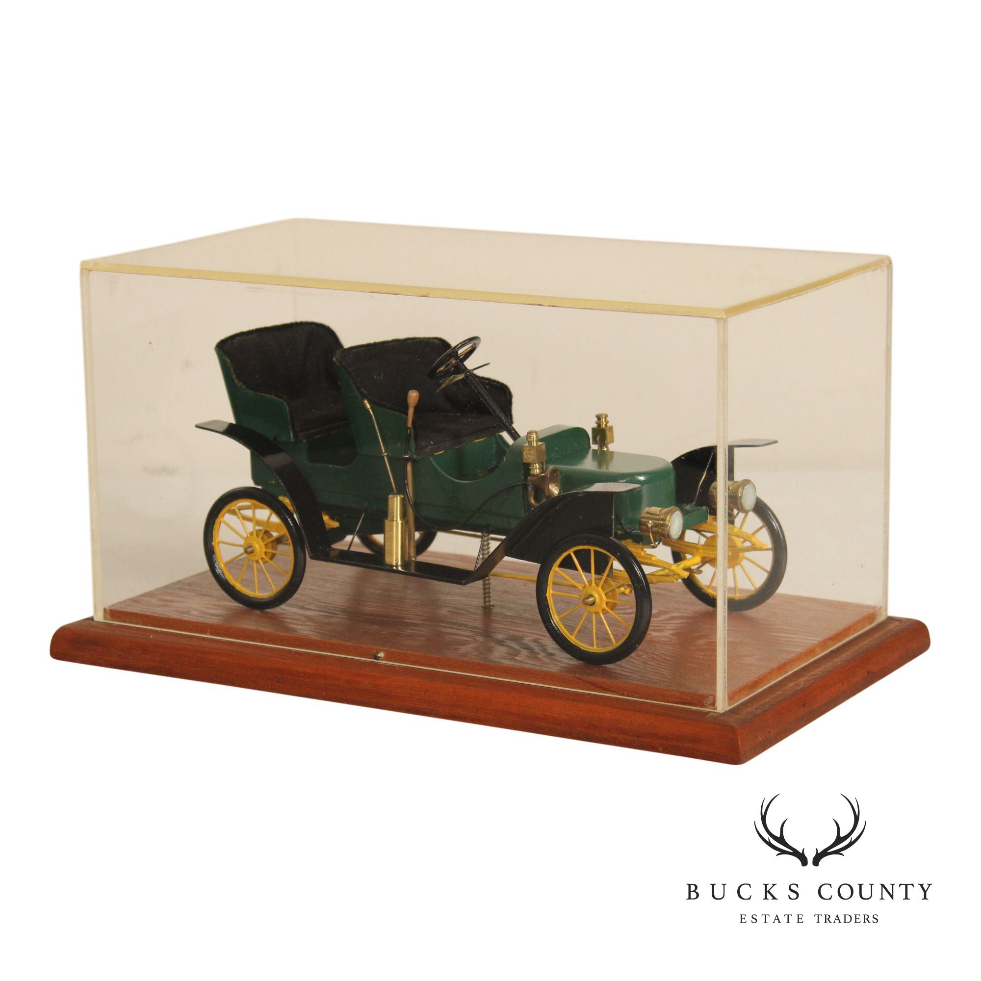 Philip Jacoby Carved Wood Stanley Steamer Automobile in Display Case