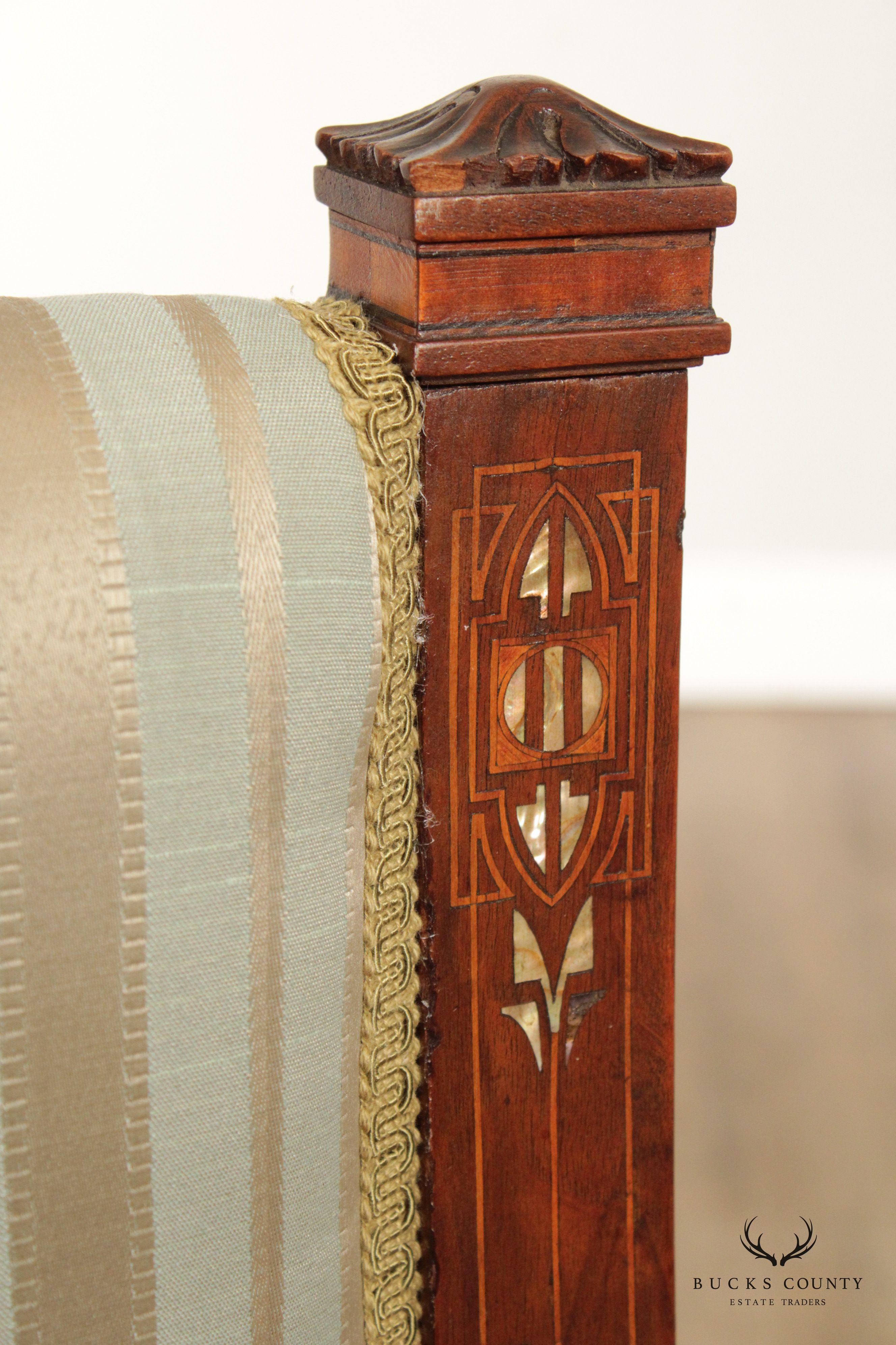 Antique Arts & Crafts Mother of Pearl Inlay Parlor Chair