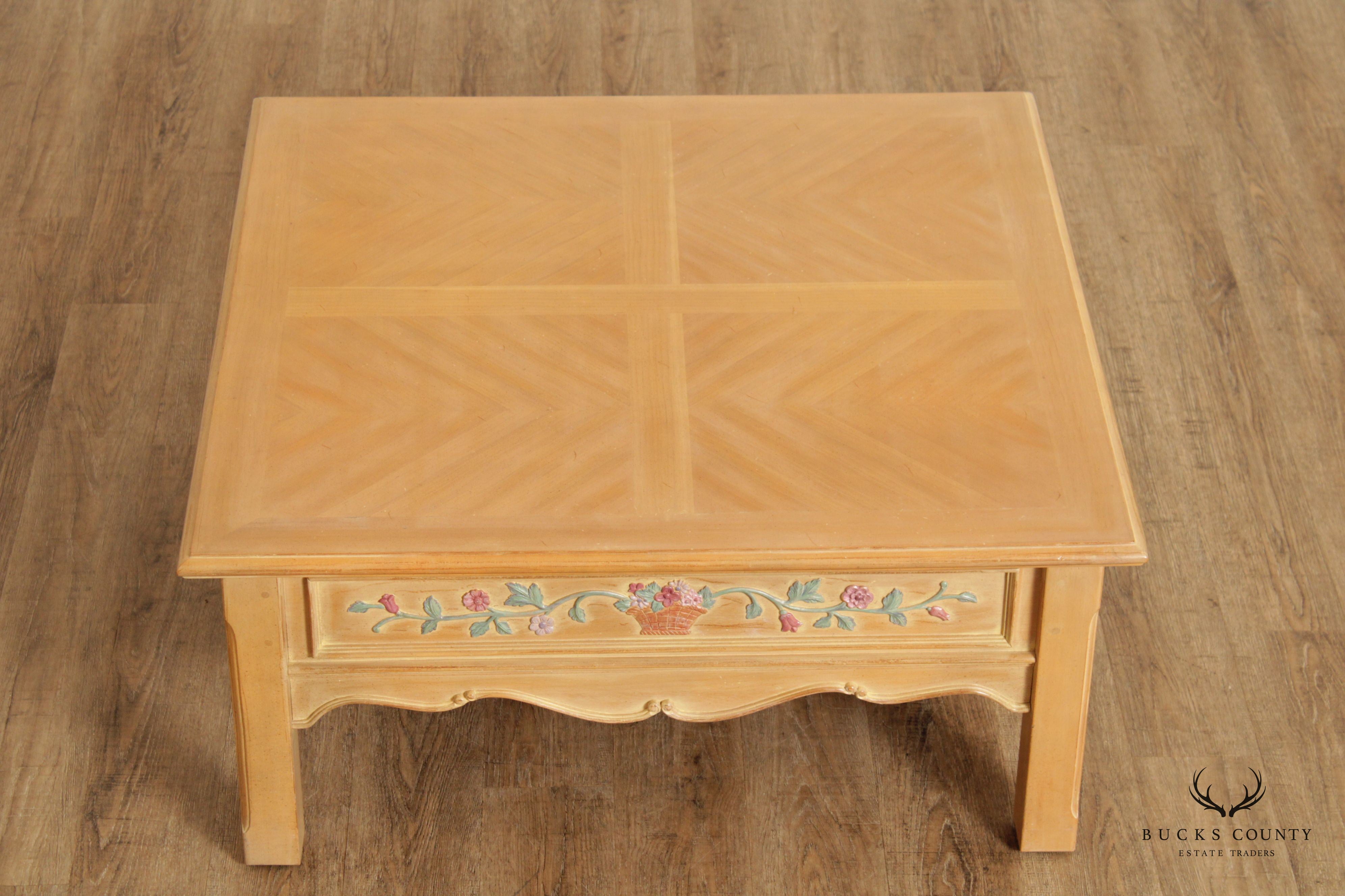 The Guild Hall French Country Style Carved and Painted Coffee Table