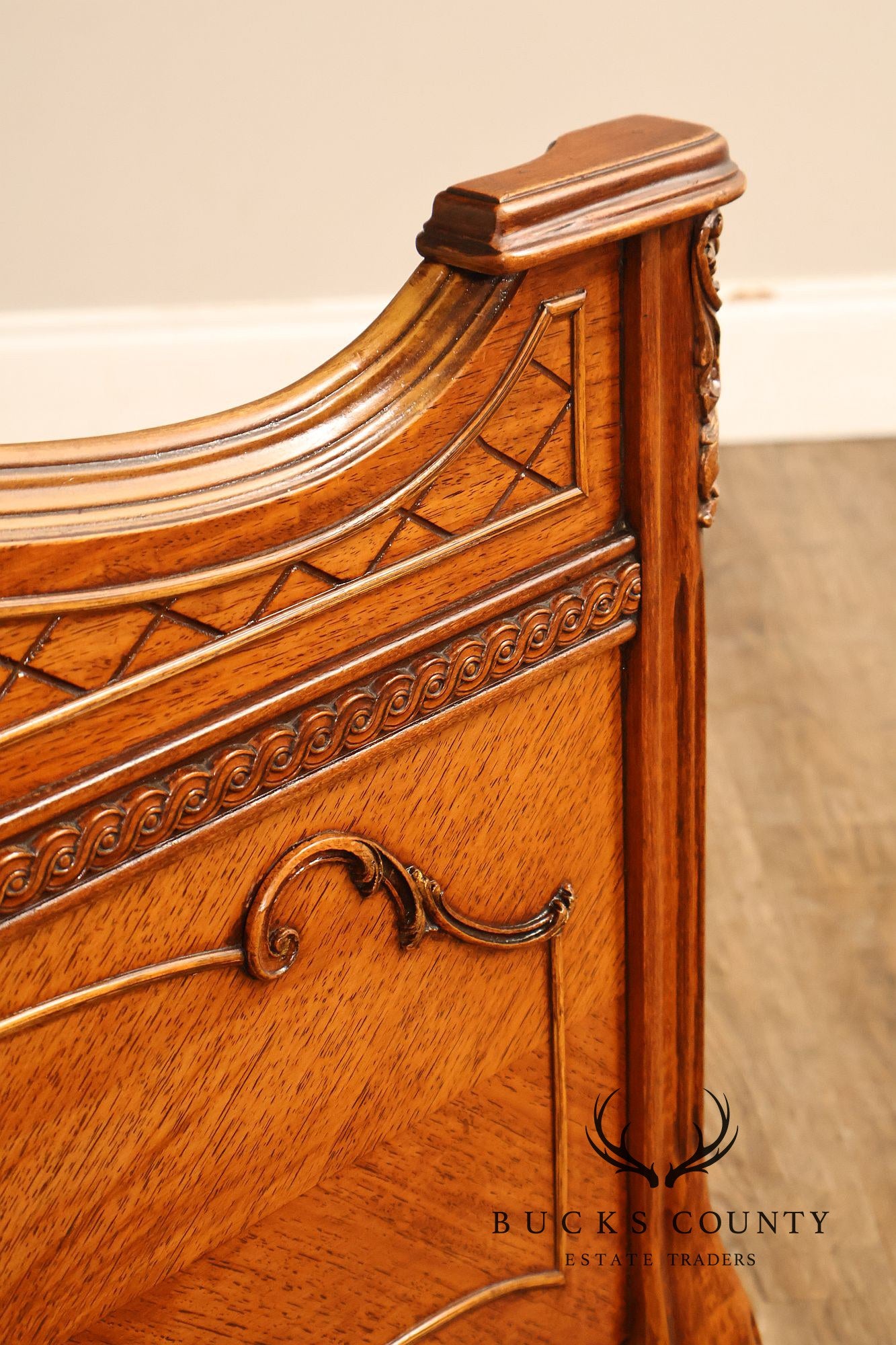 1940's Vintage French Style Full Size Satinwood Bed