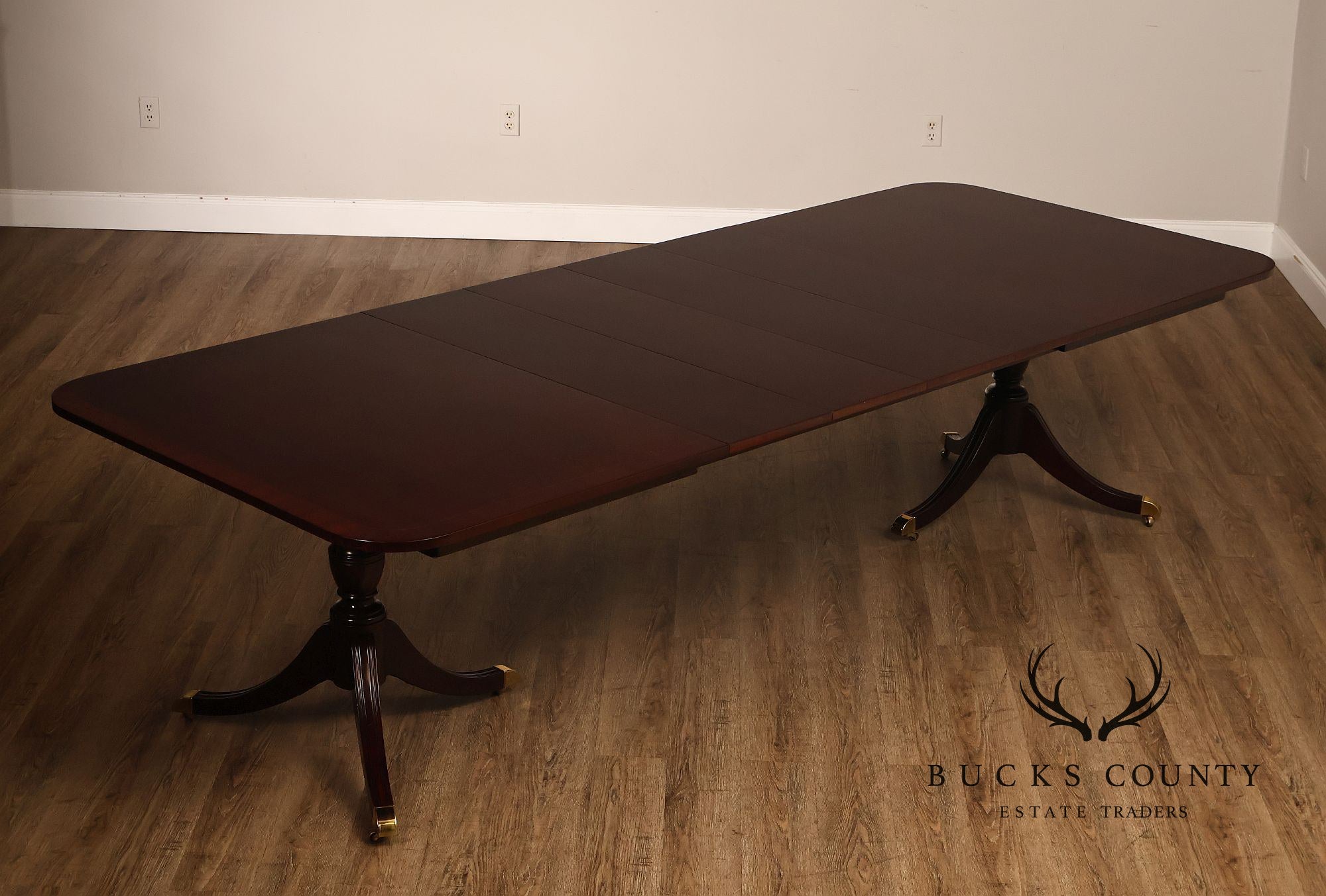 Kindel Regency Style Double Pedestal Mahogany Dining Table