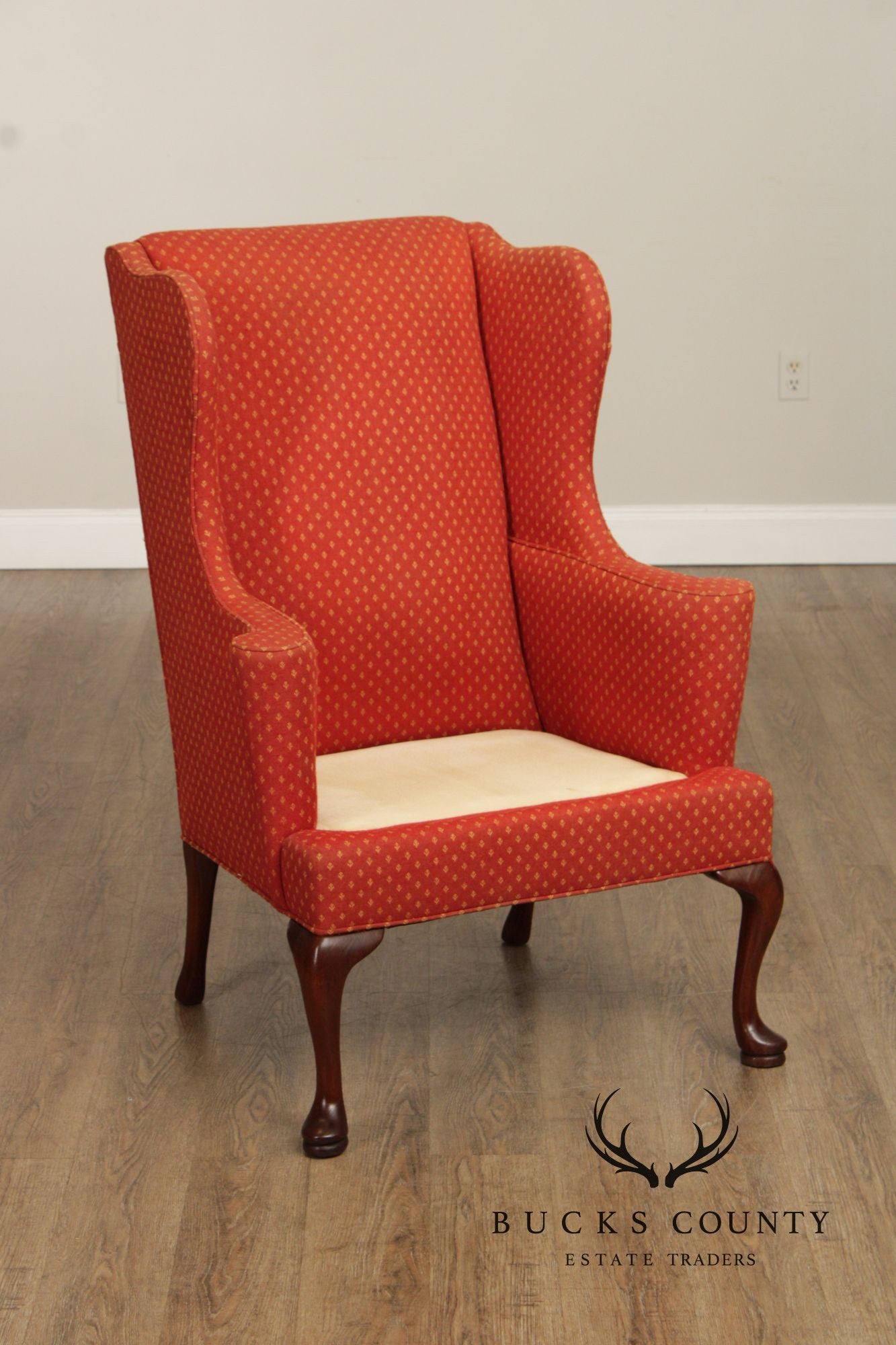 Hickory Chair Vintage Pair Of Queen Anne Style Wing Chairs