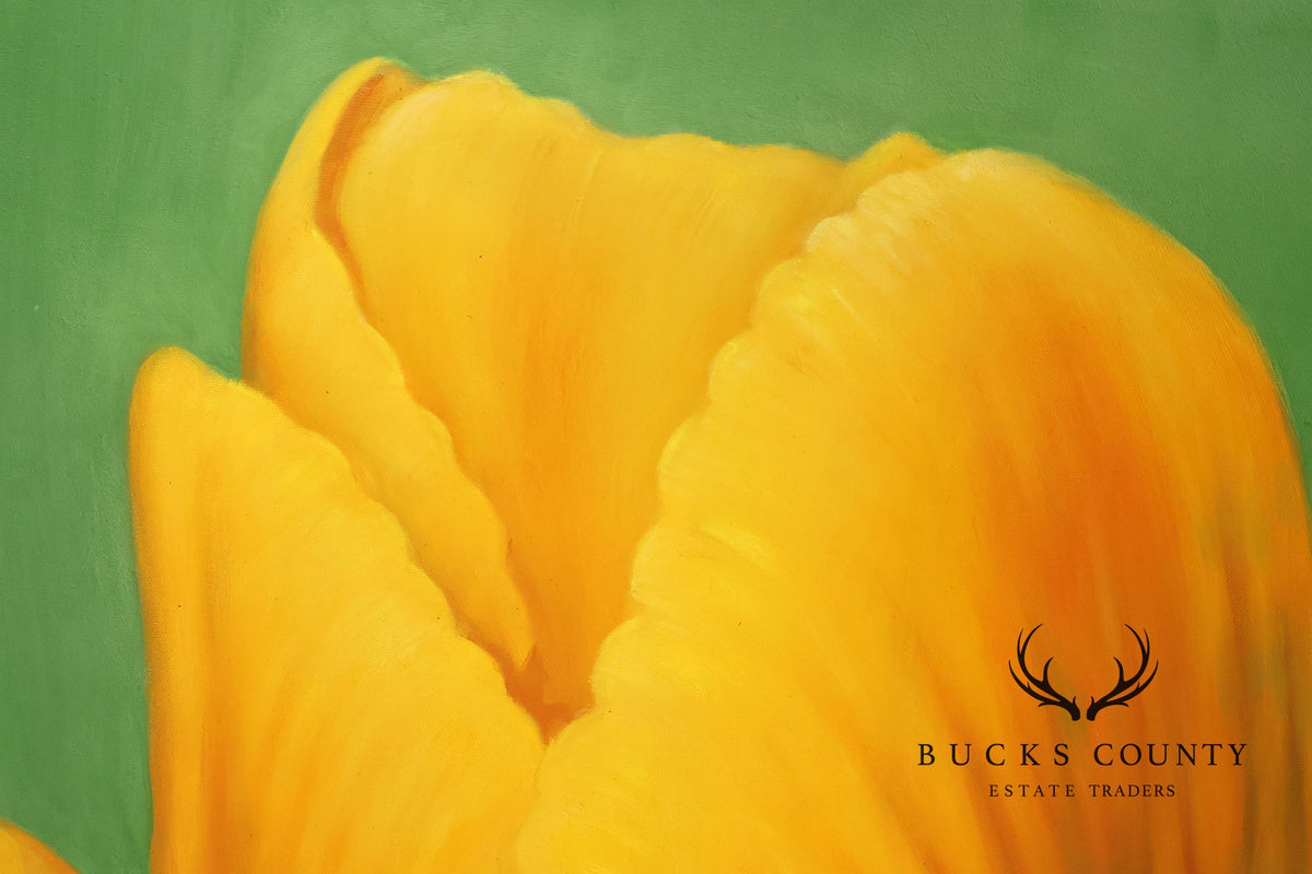 Artist Signed Photorealistic Oil Painting, Tulips