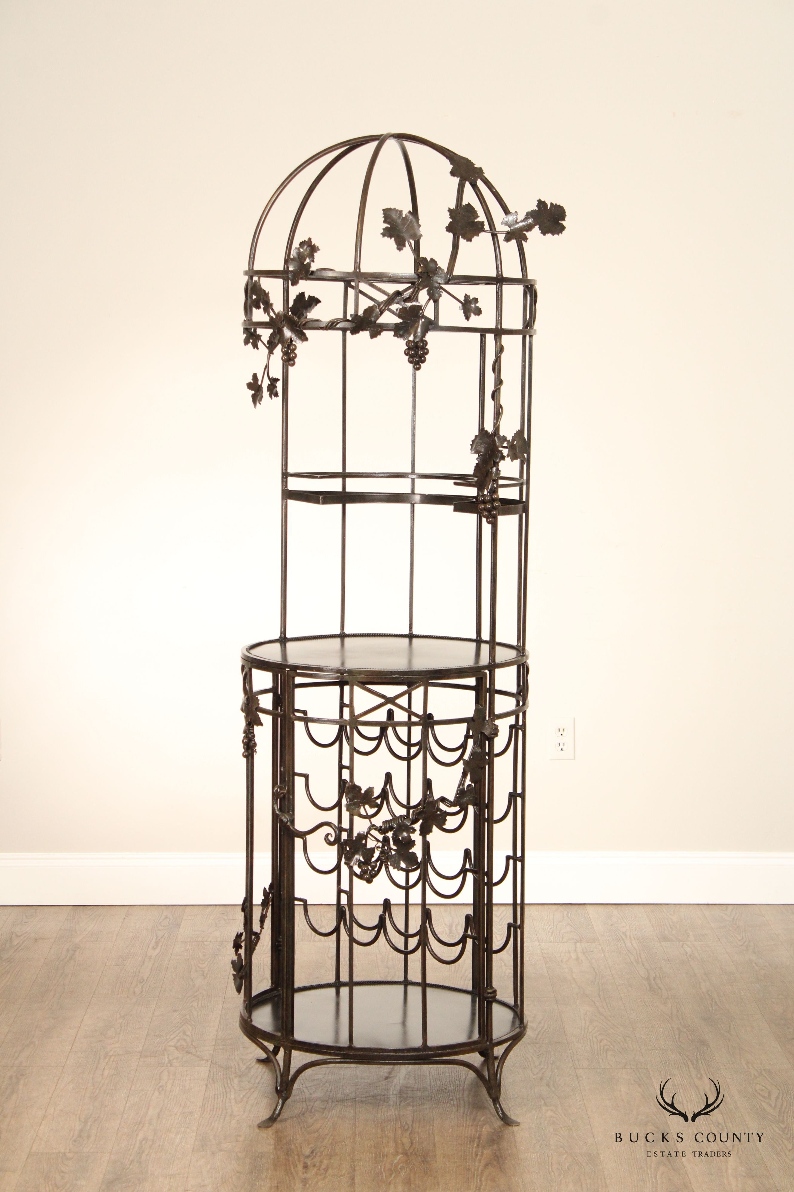 Vintage Wrought Iron Wine Bar Cabinet Wine Rack