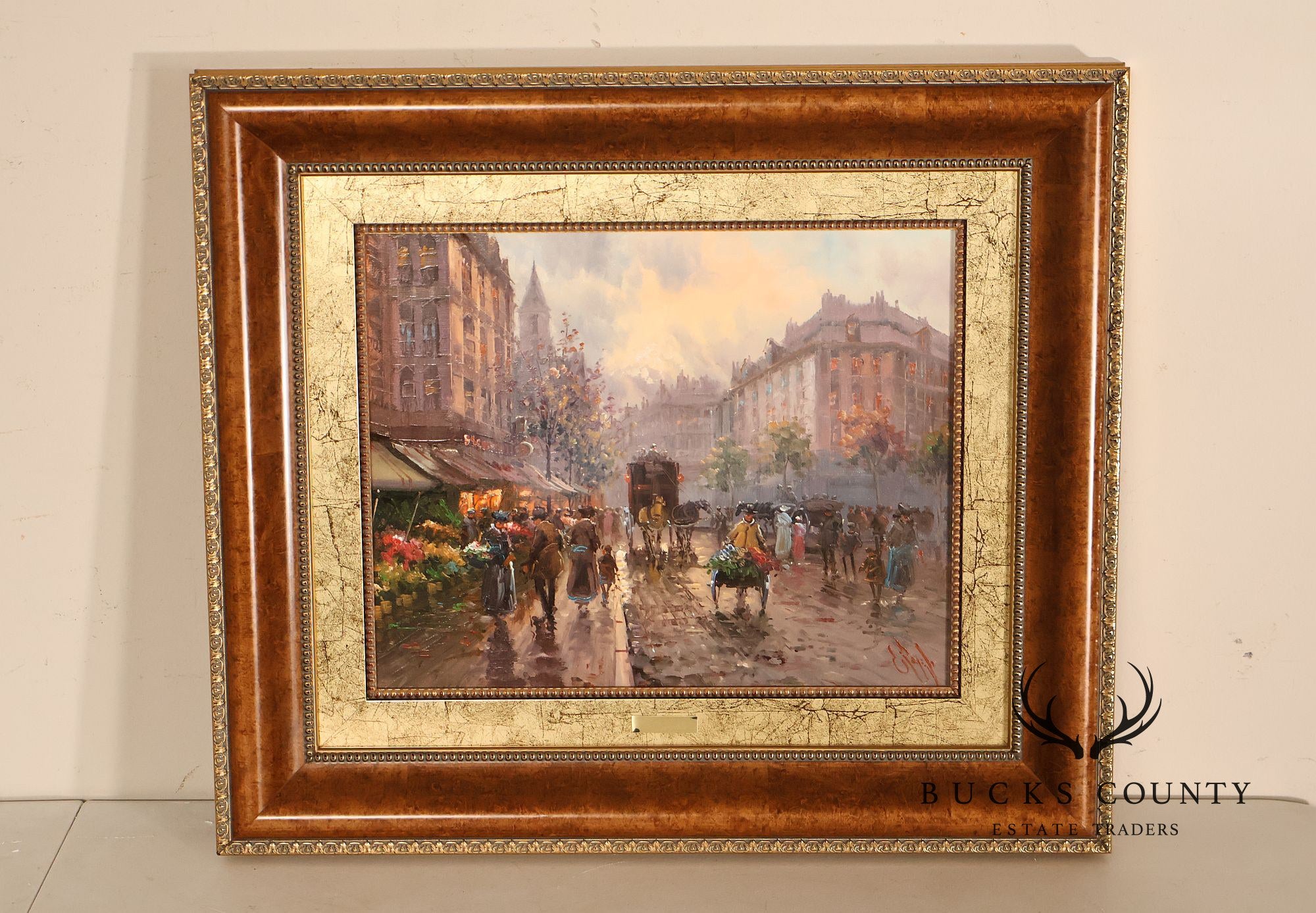 E. Payes Framed Parisian Street Scene Oil Painting