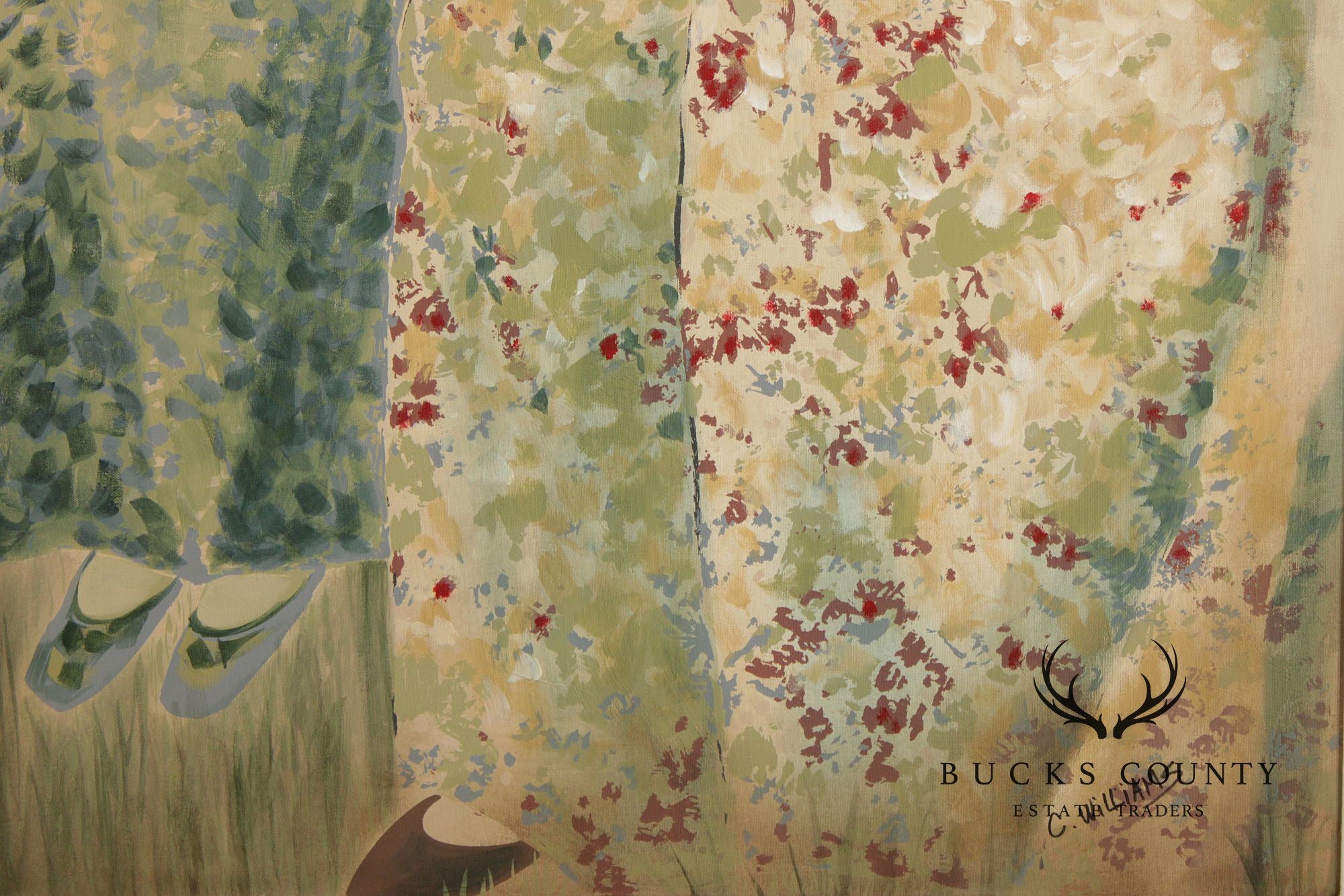 C. Williams Large Framed Oil Painting, White Shirts