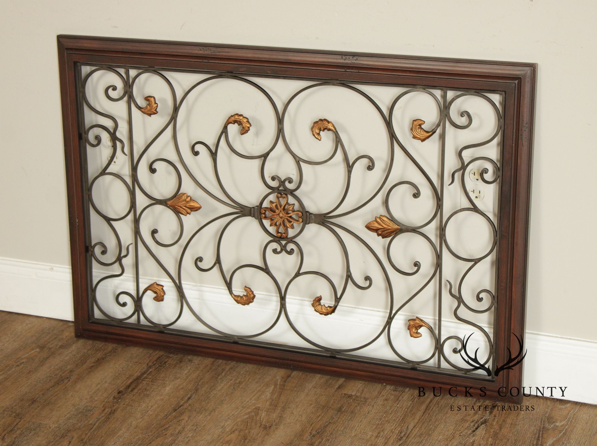Spanish Baroque Style Partial Gilt Wrought Iron Wall Decor
