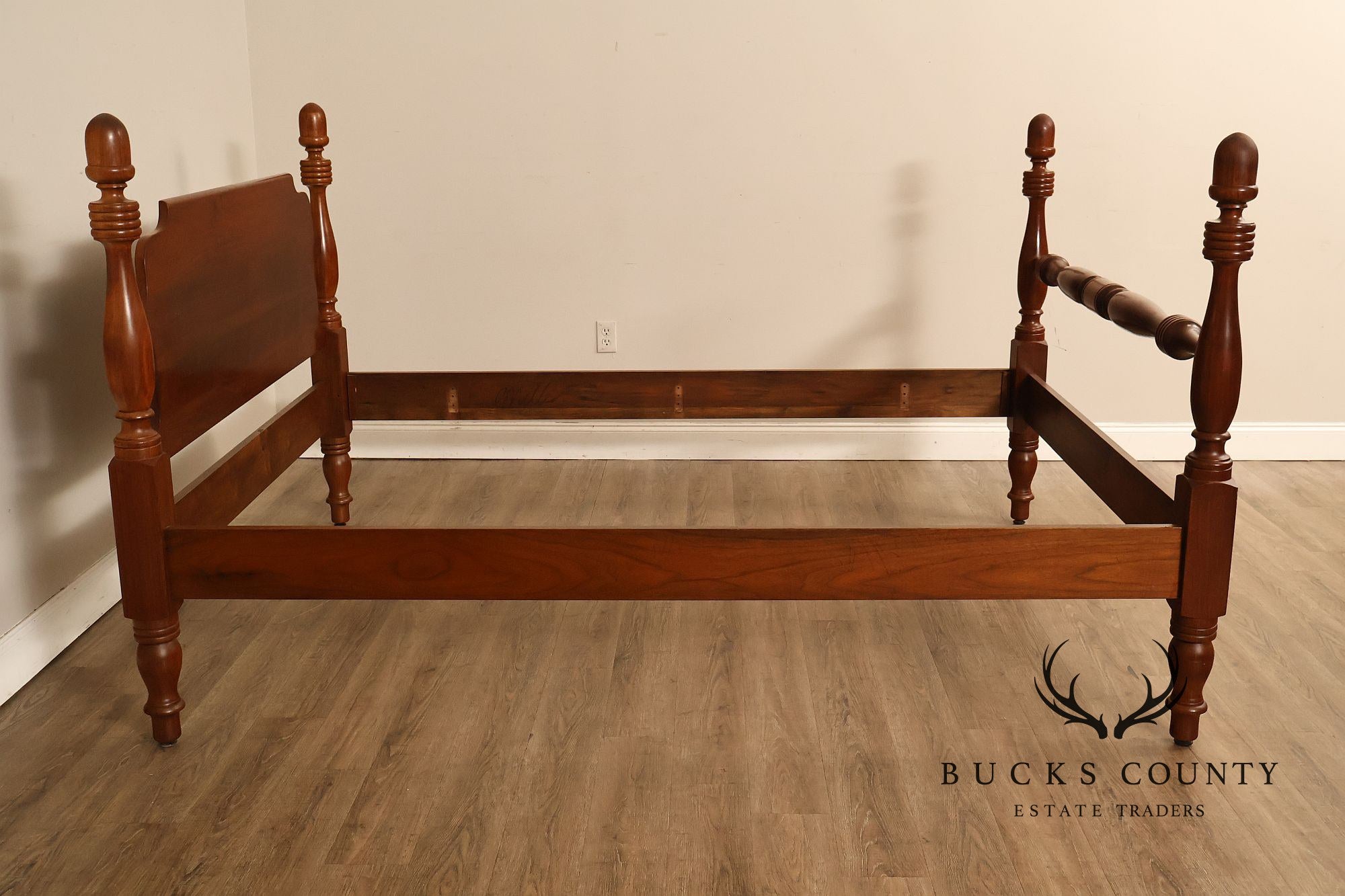 E.A. Clore & Sons Custom Walnut Queen Cannonball Bed