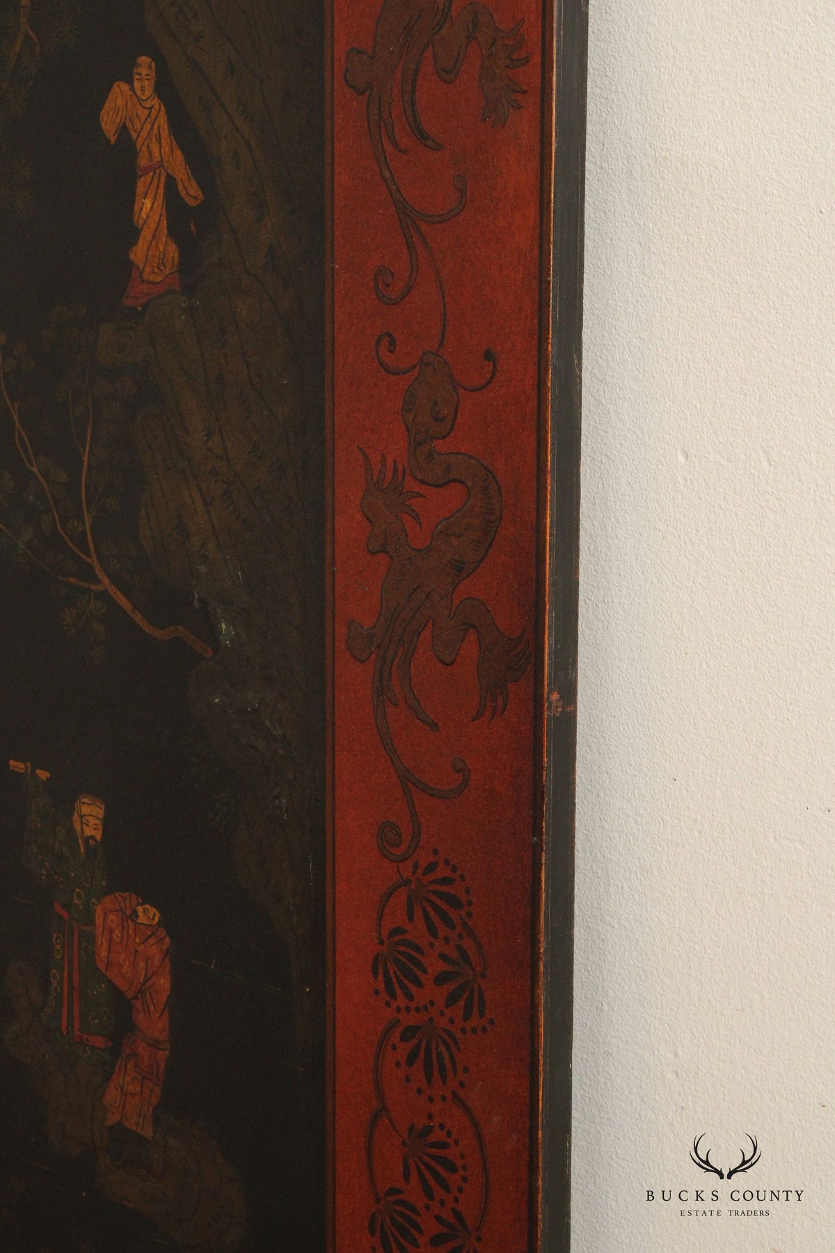 Japanese Vintage Hand Painted Folding Three-Panel Screen