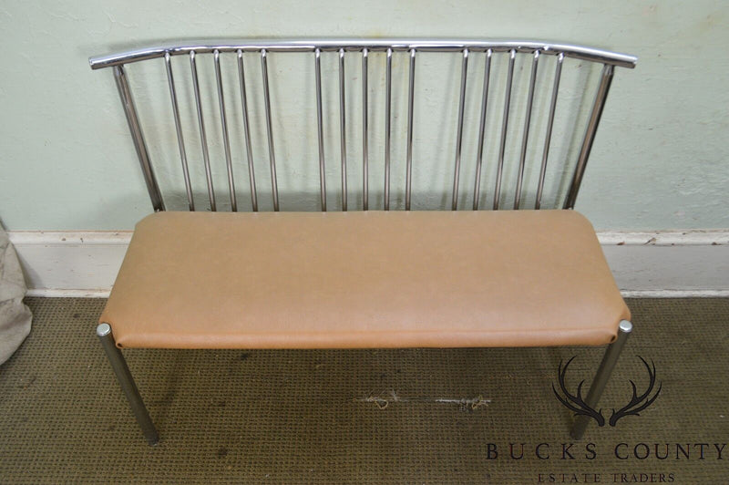 Brody Mid Century Modern Spindle Back Chrome Settee Bench