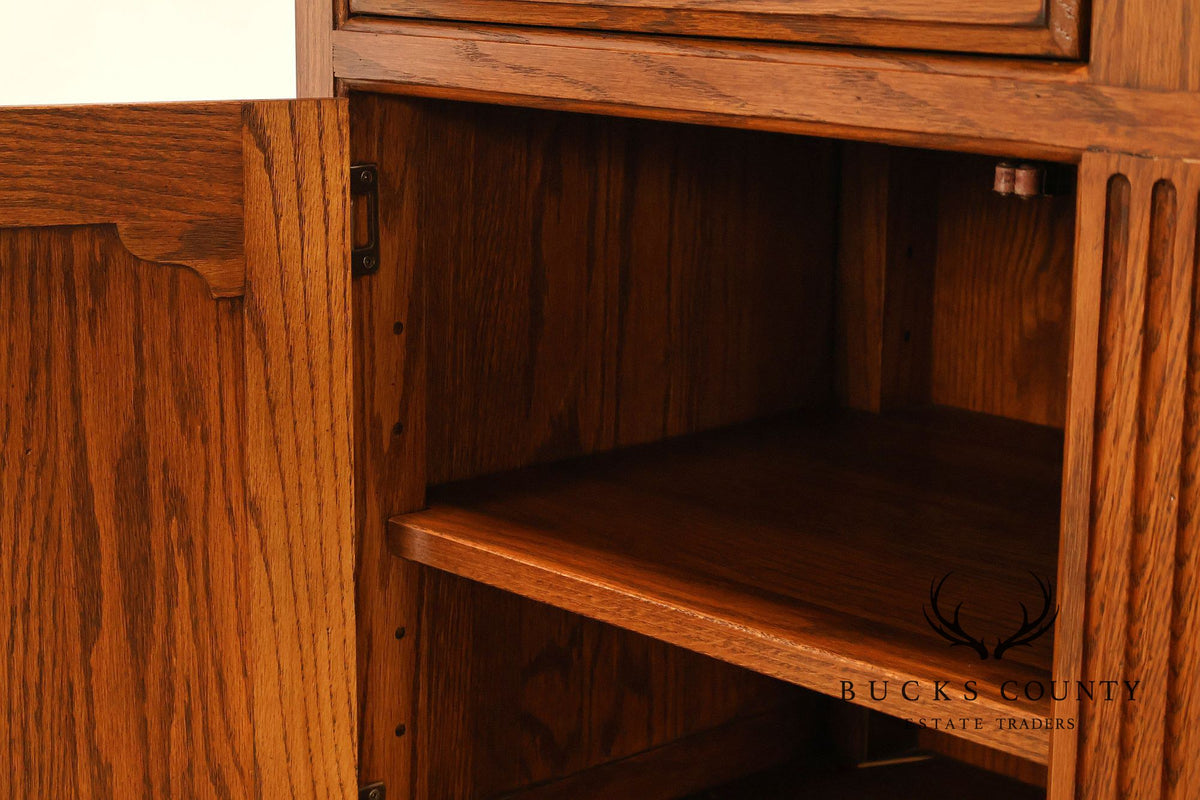 Ethan Allen Rustic Style Oak Flip Top Server