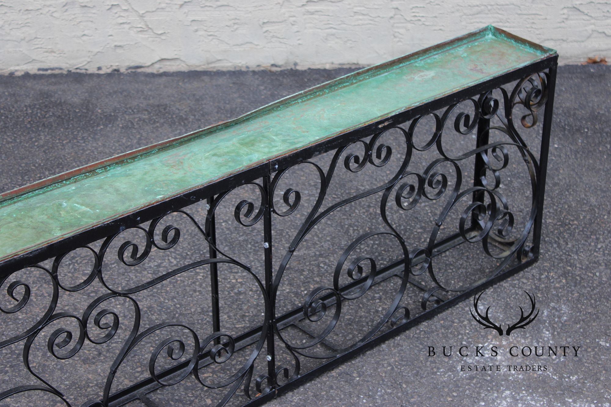 Ornamental Iron Window Length Narrow Planter With Copper Insert