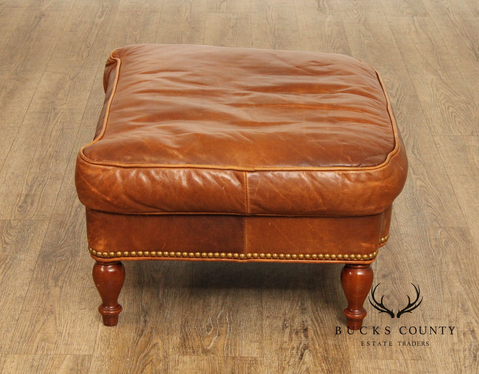 Hancock & Moore English Traditional Style Leather Ottoman