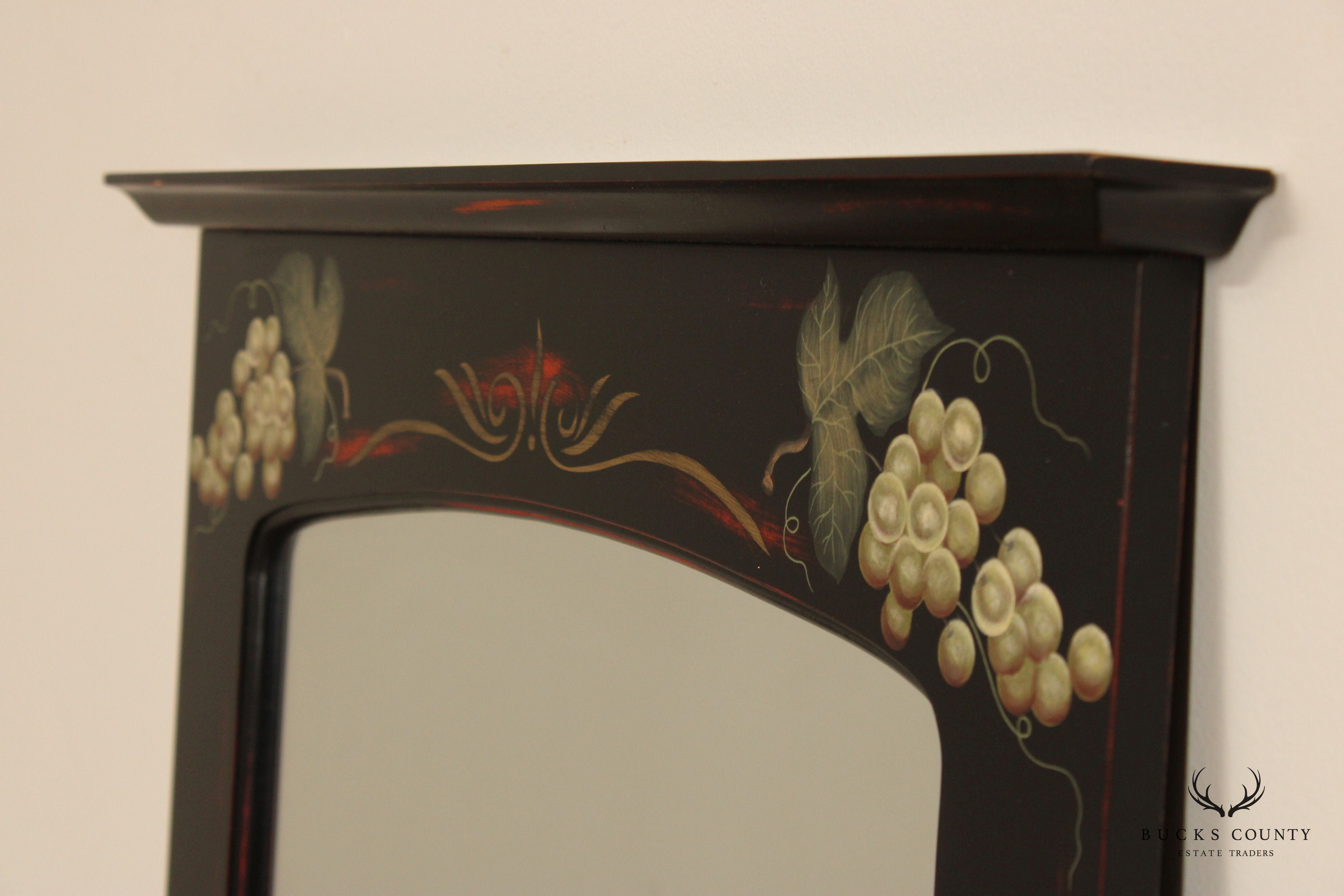 Painted Black Fruit Motif Wall Mirror